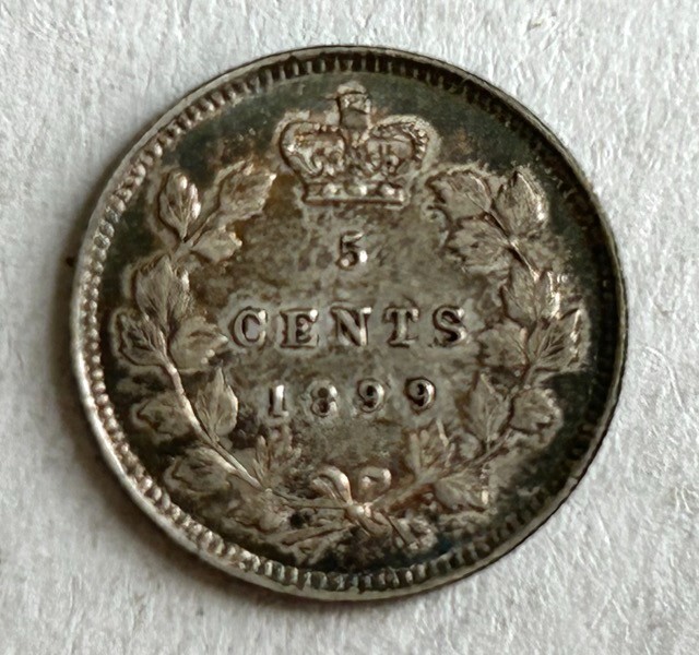 CANADA SILVER 5 CENTS 1899 - HIGH GRADE