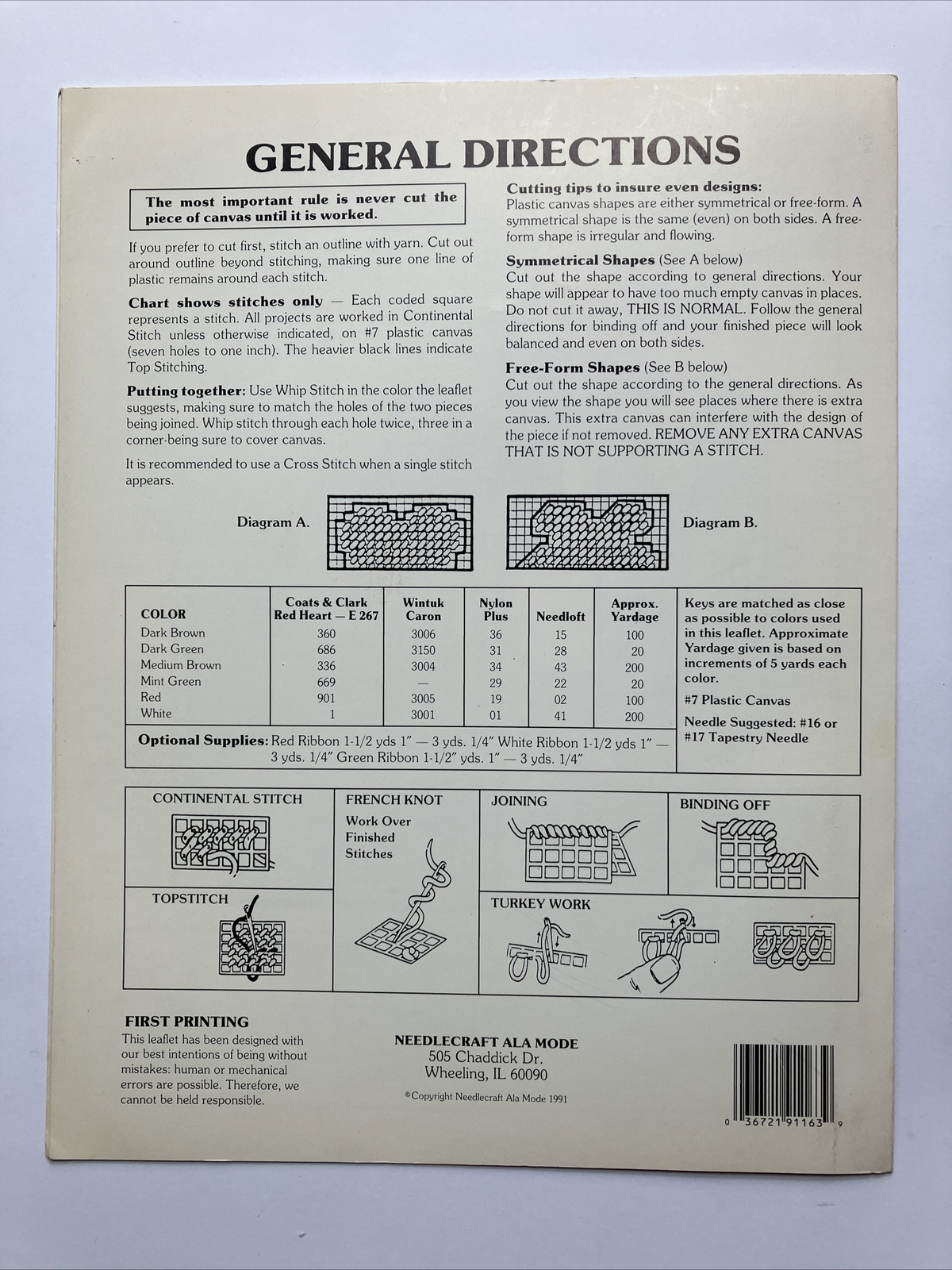 Needlecraft Ala Mode Leaflet #163 Plastic Canvas Reindeer for Christmas Pattern