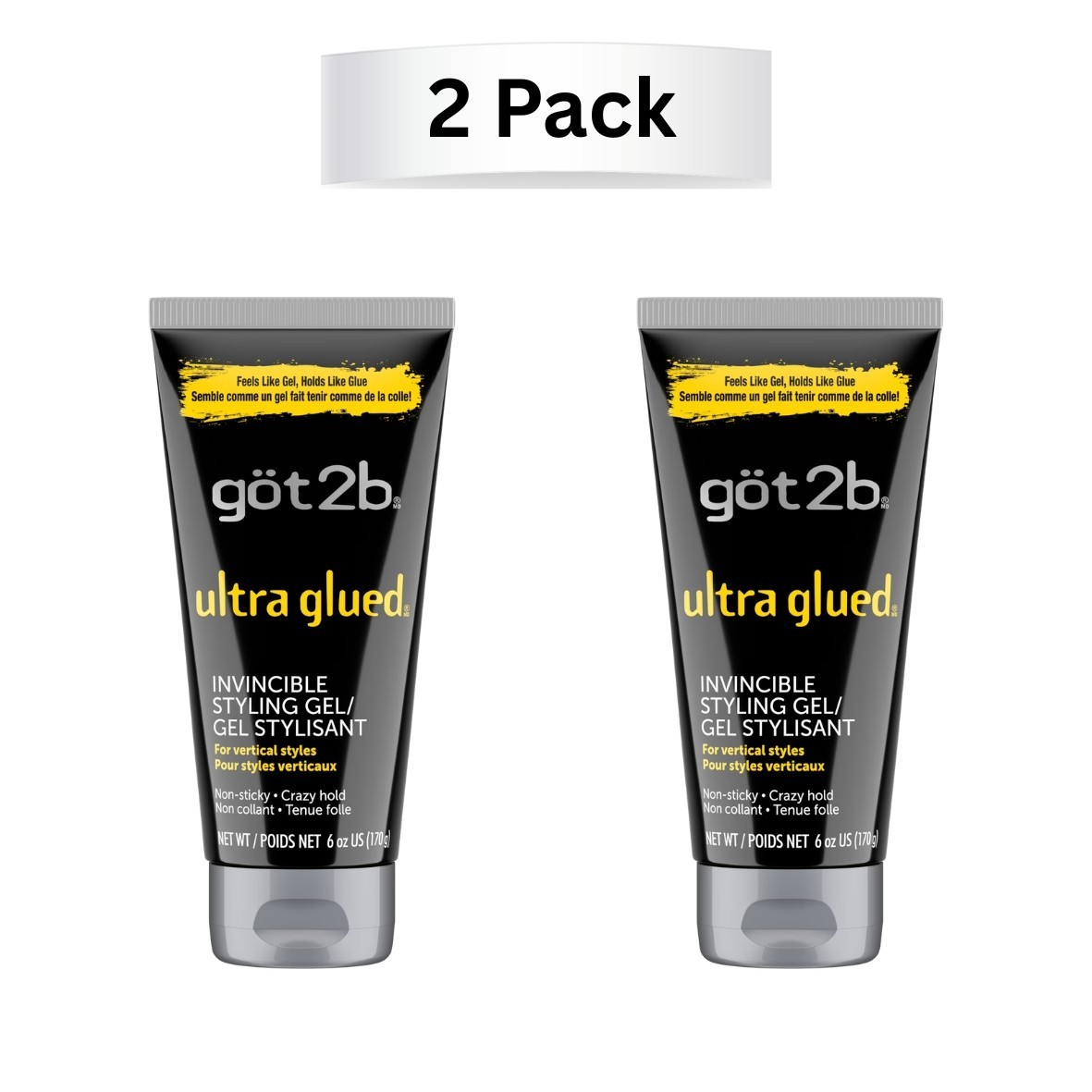 2 Got2b Ultra Glued Invincible Hair Styling 6 oz Styles Like Gel Hold Like Glue