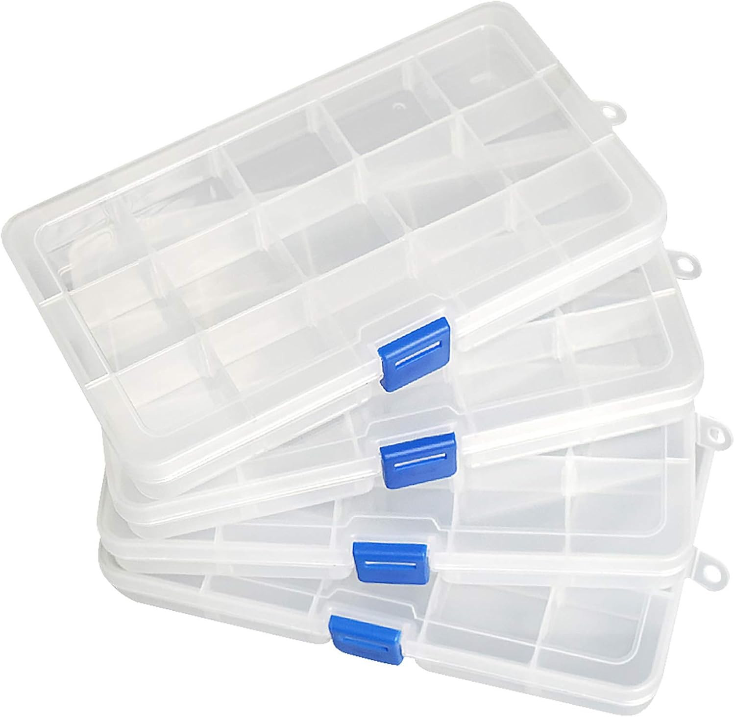 15 Girds Bead Organizer with Adjustable Dividers(4 Pack), Earring Organizer Box