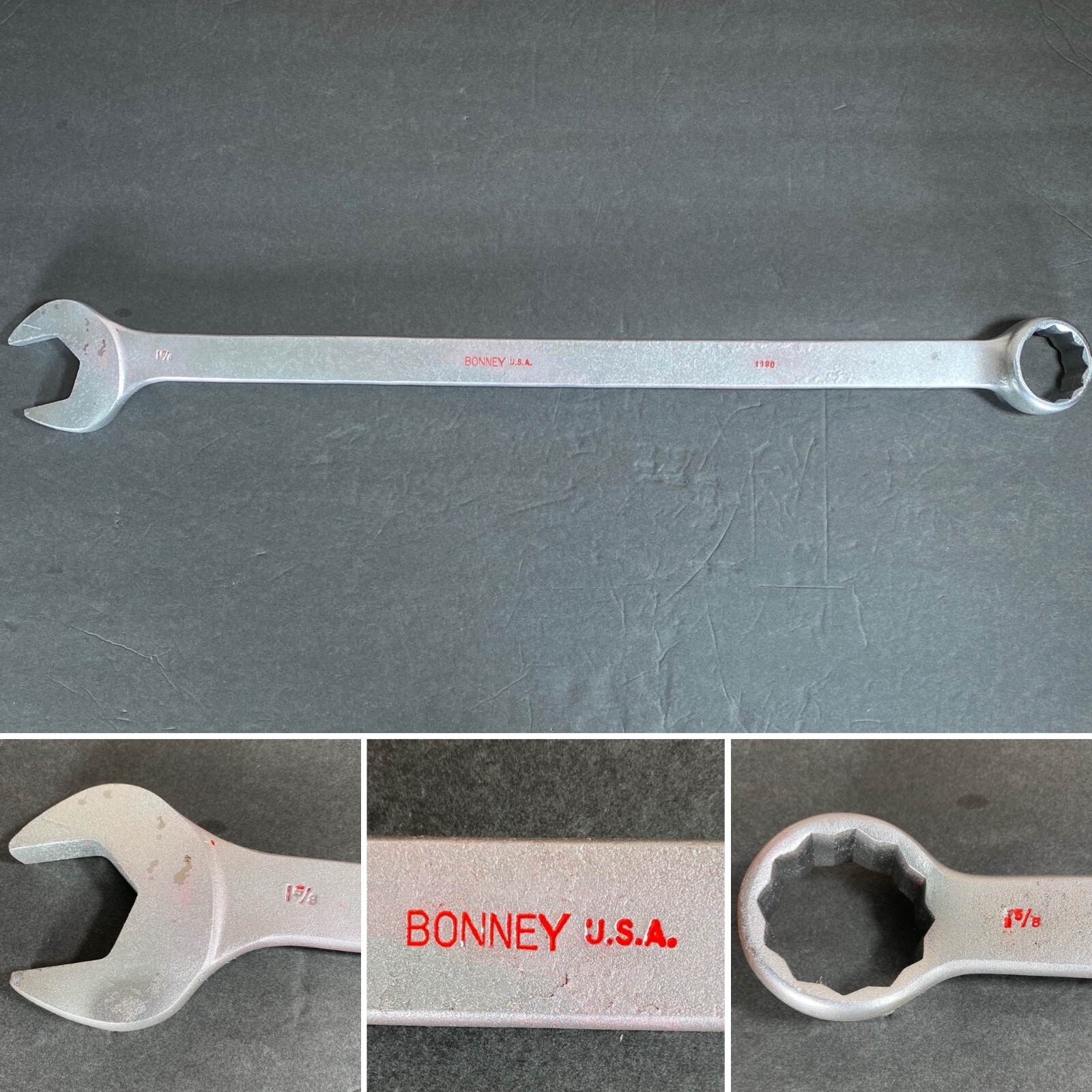BONNEY 1-5/8" 12-Point Combination Wrench 1180 26.5"L ~ Made in U.S.A.