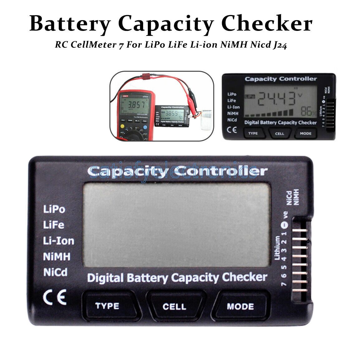 RC CellMeter-7 Digital Battery Capacity Checker For LiFe LiPo Li-ion NiMH Nicd