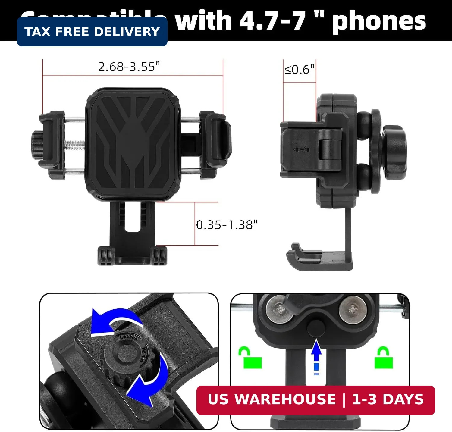 Magnetic Motorcycle Phone Mount: 88 lb Strong Magnetic Pull for Gas Tank, Heavy-