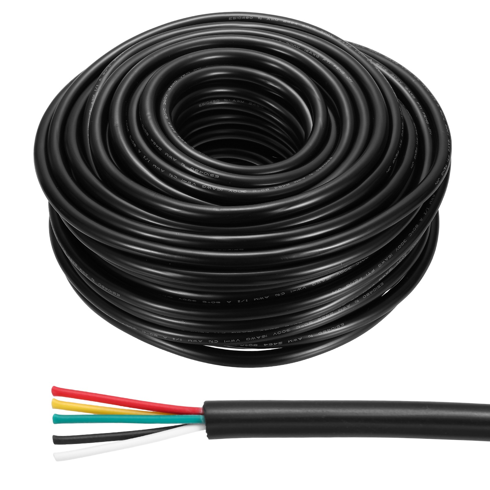 14AWG Electrical Wire 5 Conductors UL2464 Tinned Copper 100FT Low Voltage Black