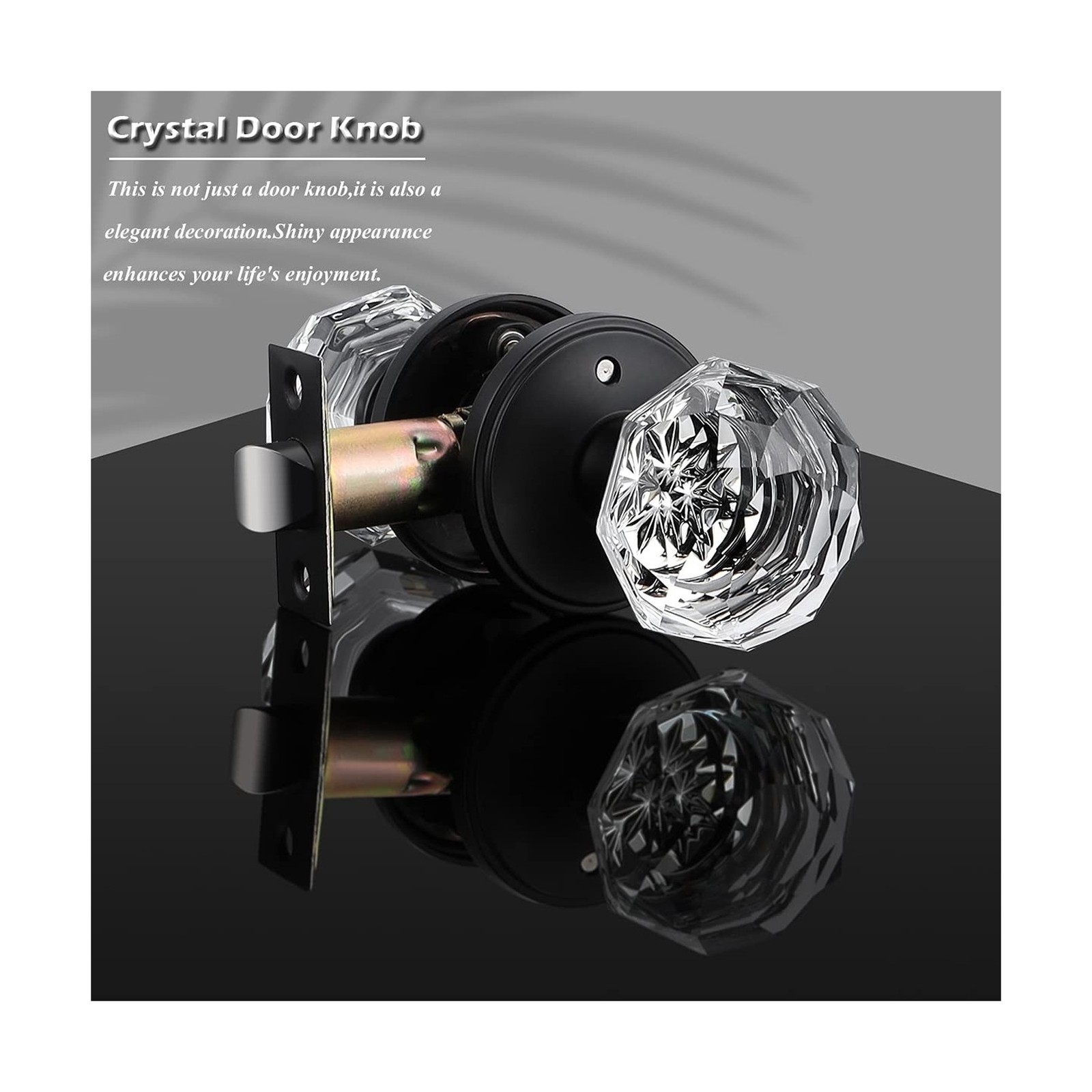 Gobrico Glass Door Knobs in Black 5 Pack Octagonal Diamond Privacy Doorknobs ...