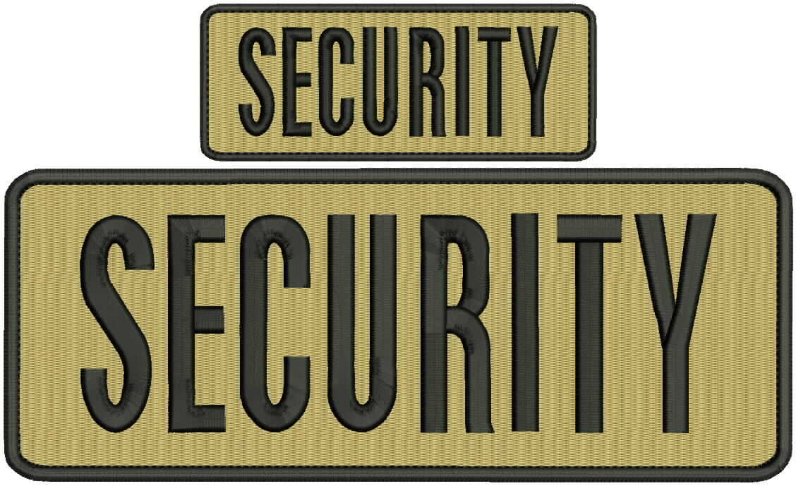Security embroidery patch 4X10 and 2x5 hook Tan black
