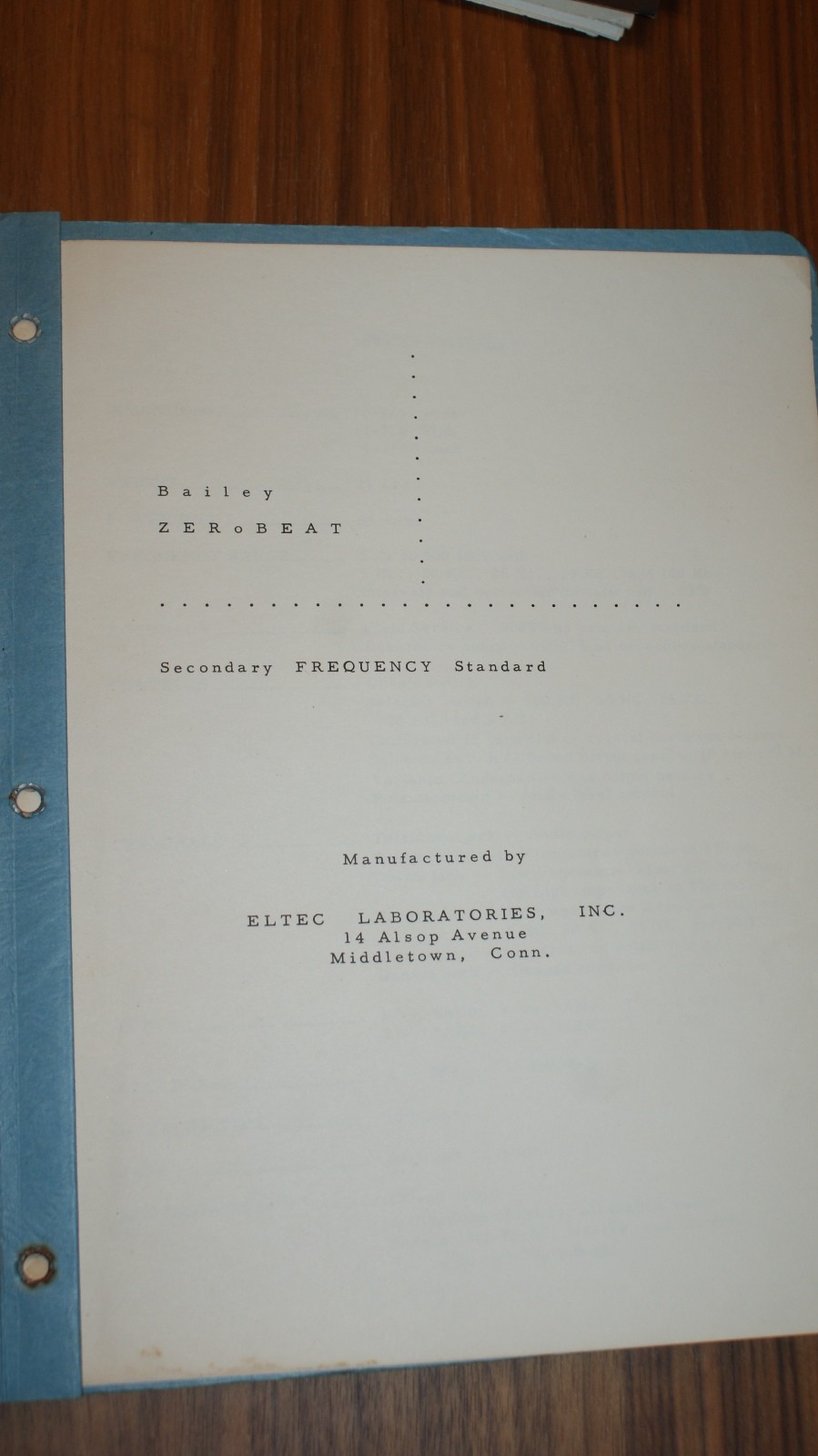 Eltec Labs ZEROBEAT Secondary Frequency Standard Operation manual w/ads