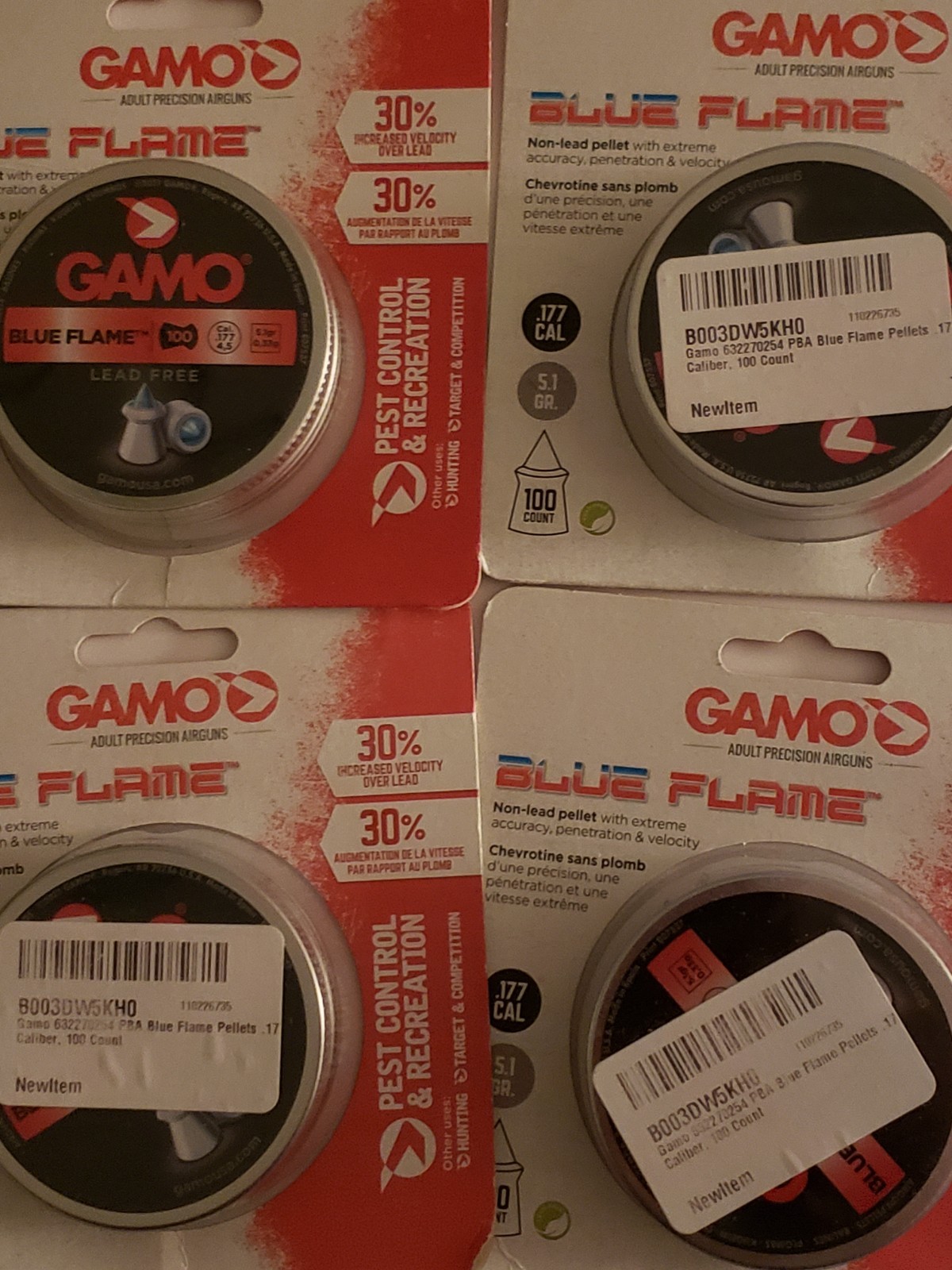 Gamo Blue Flame Non lead pellets .177 cal 5.1 gr  100 Count   LOT of 4 Packs