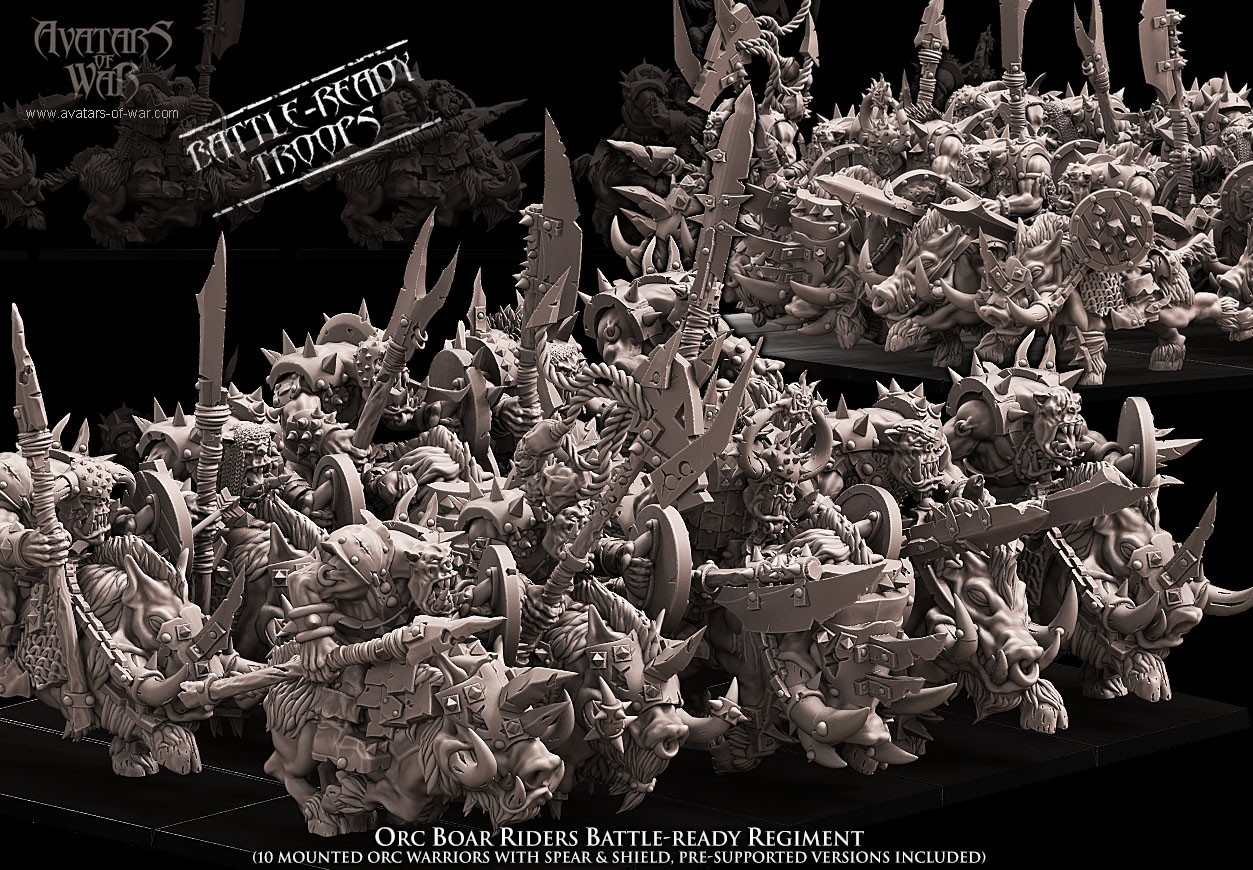 5/10 Avatars of War  Orc Boar Riders 28mm/32mm