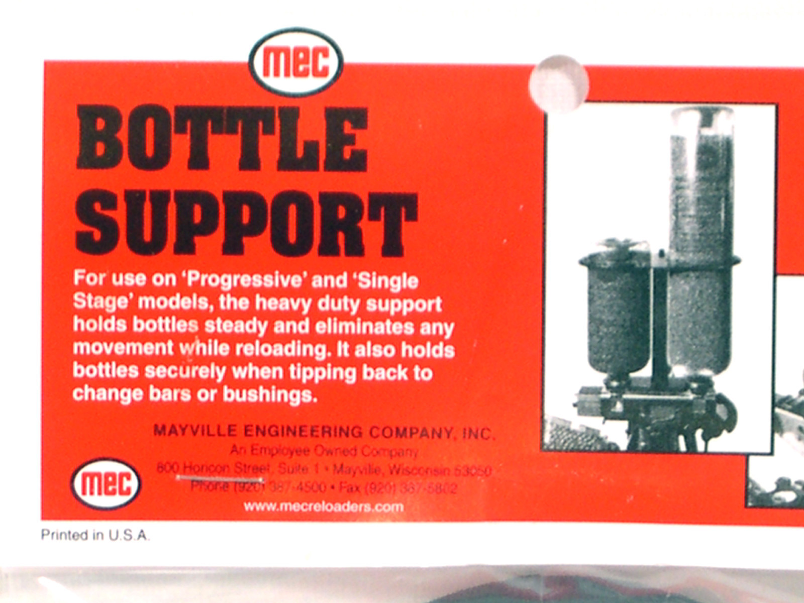 NEW MEC RELOADER BOTTLE SUPPORT ( for single stage mecs, 600Jr,sizemaster,)
