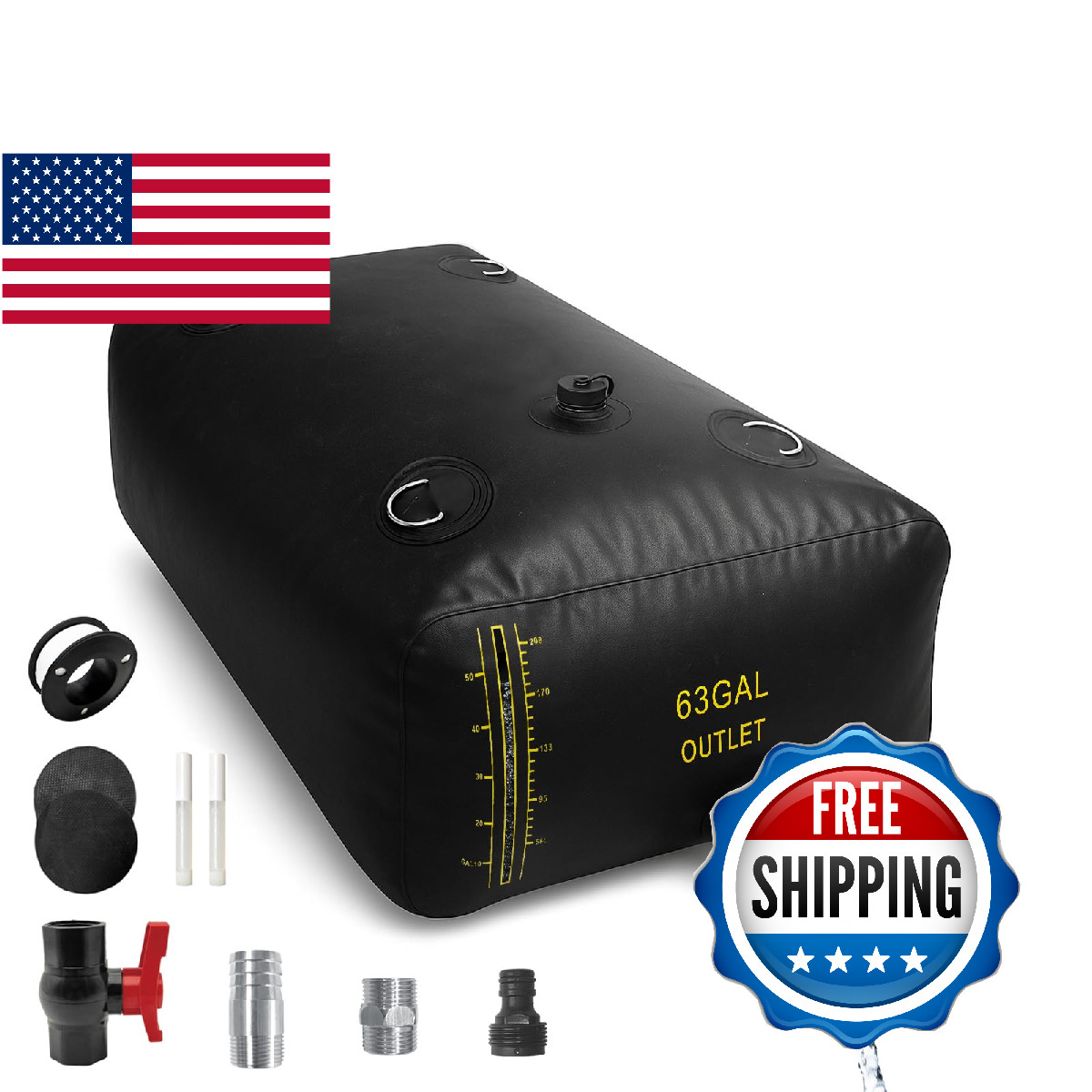 240L/63 Gal Water Bladder with Water Level Indicator, PVC Foldable and Portable