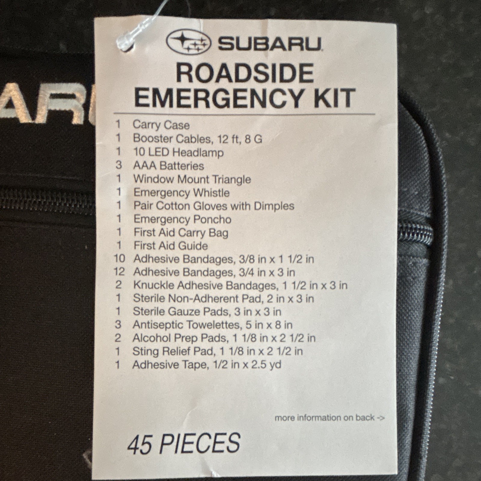 Subaru Roadside Emergency Kit Genuine OEM