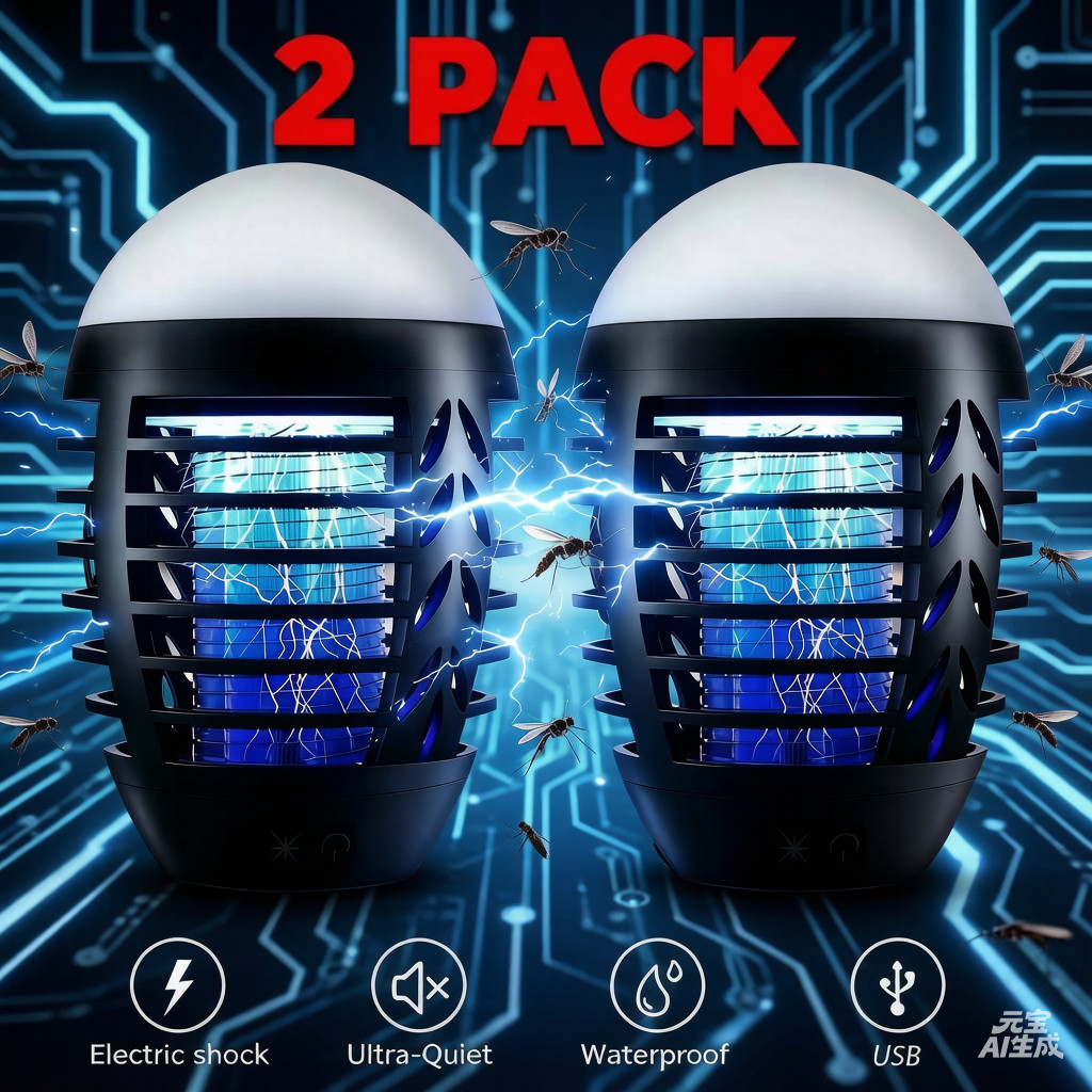 2PACK Electric Mosquito Insect Fly Bug Zapper Killer LED Light Trap Control Lamp