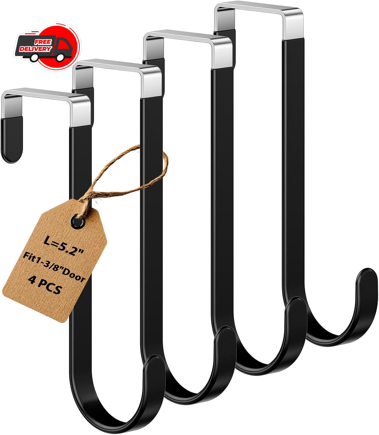 Optish 4 Pack Over The Door Hooks, Door Hanger Hook, Towel Hooks for Hanging,