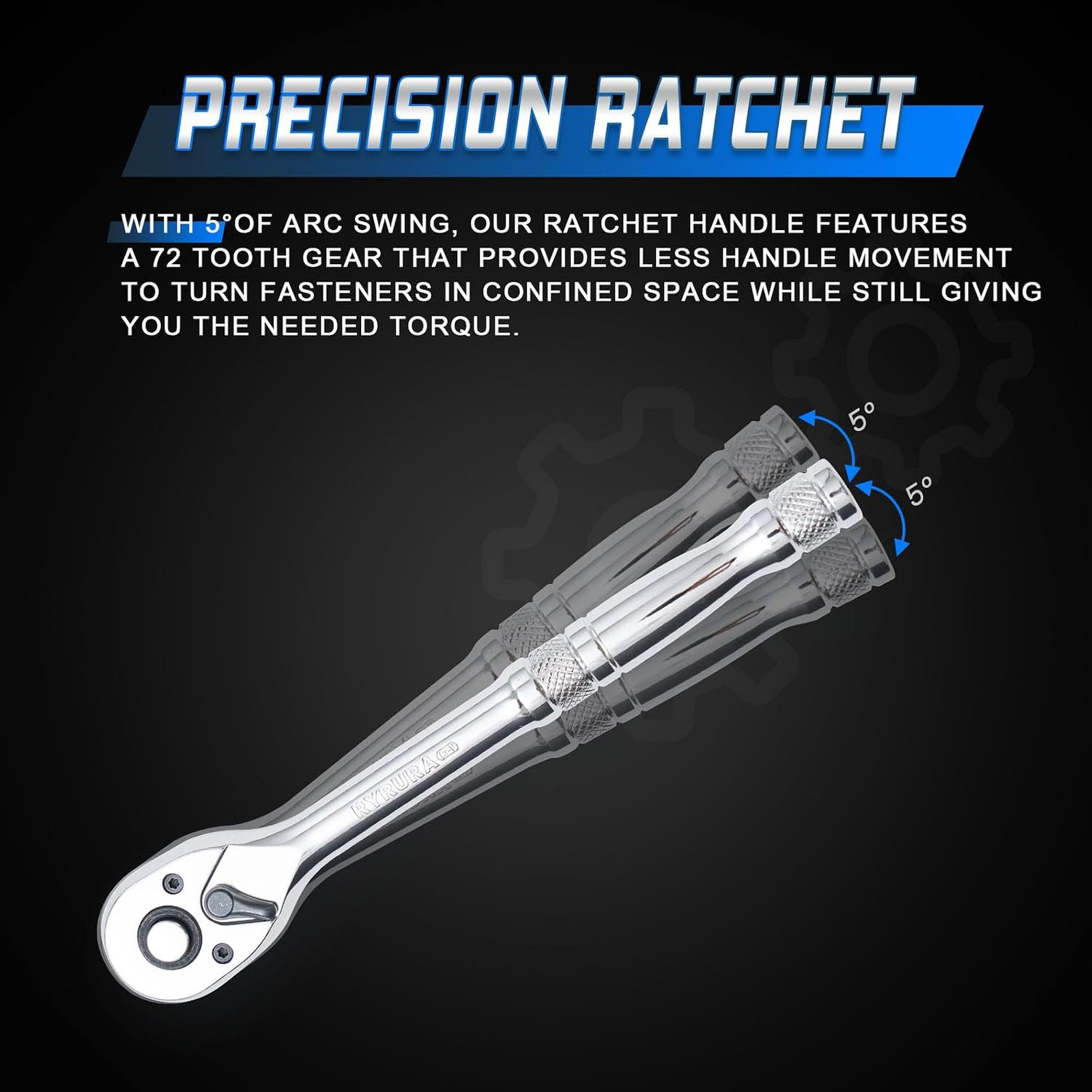 3/8 Inch Drive Ratchet Wrench Chrome Vanadium 72-Tooth Quick Release Reversible