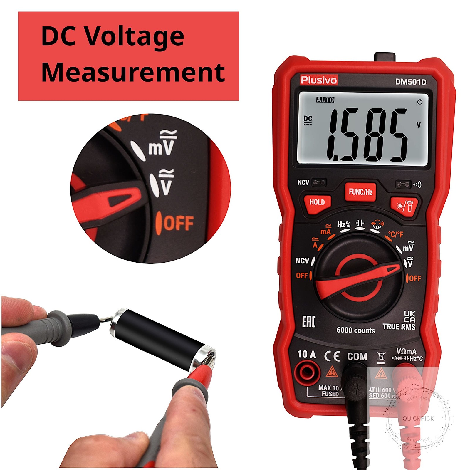 Multimeter 6000 Counts Digital Multimeter Auto Ranging TRMS AC DC Voltmeter Ohm