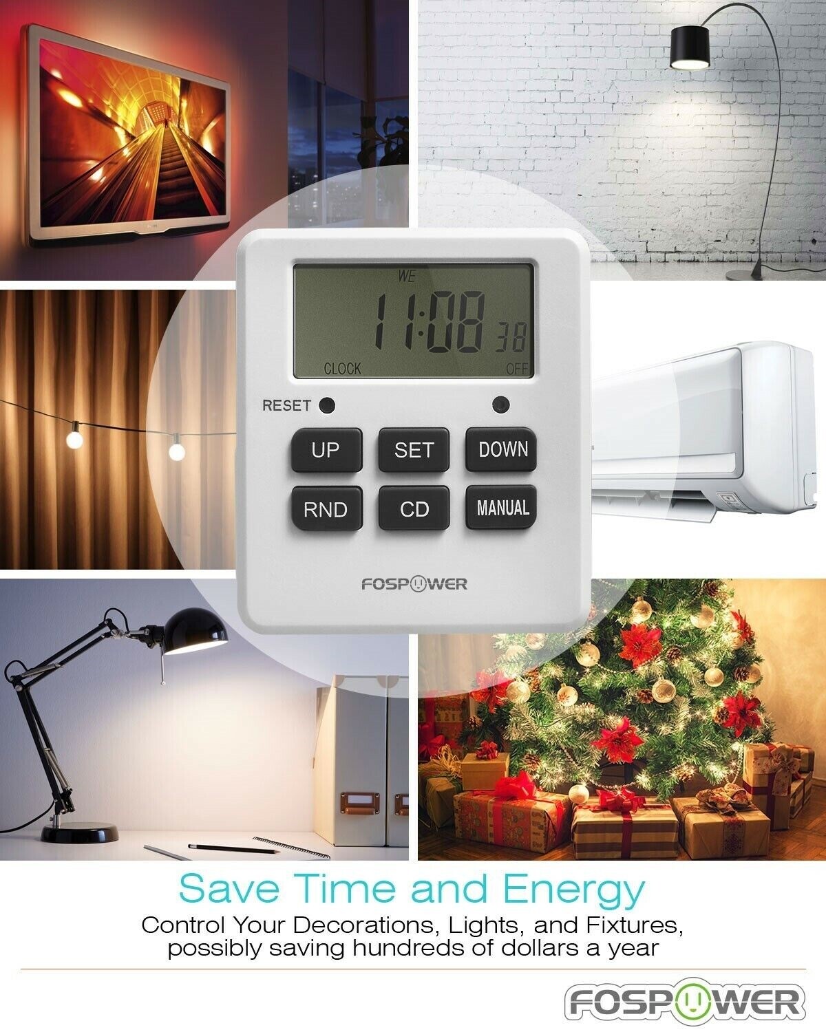 7Day Digital Electric Programmable Kitchen Wall Timer Switch Dual Outlet Plug