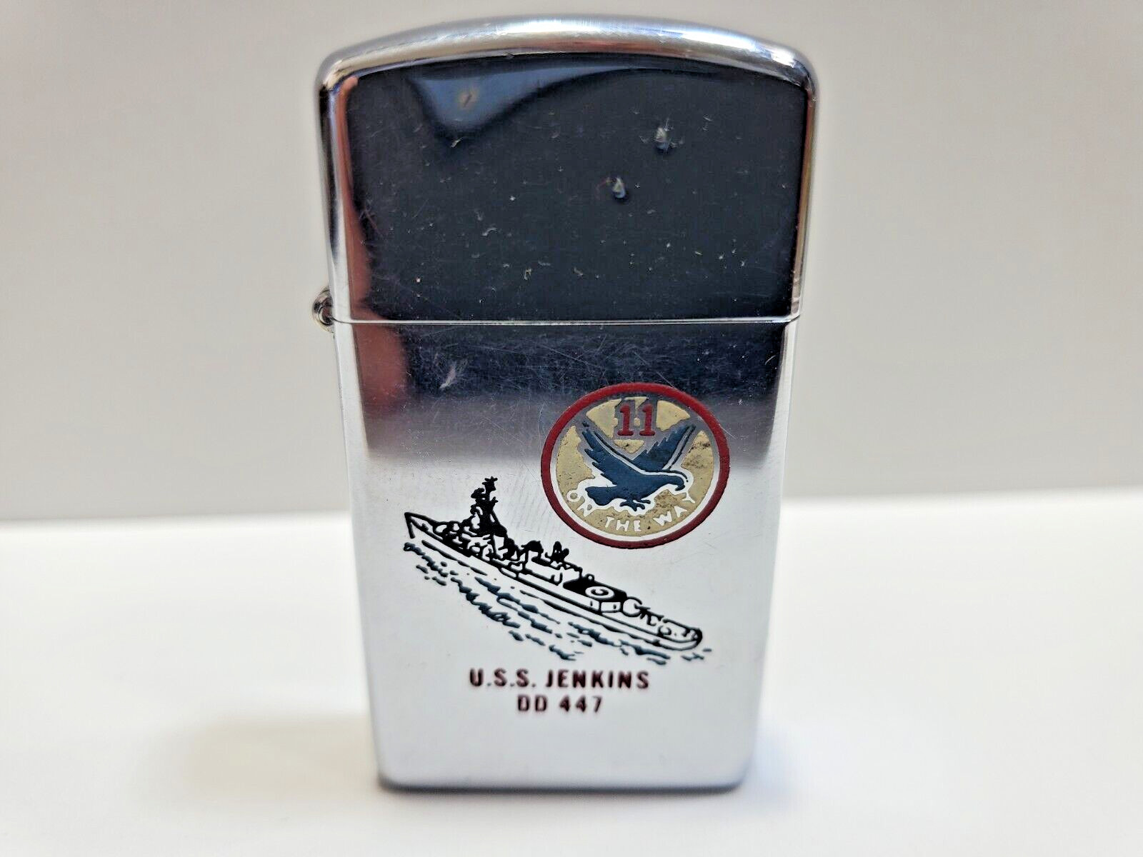 Vintage Working Zippo Lighter USS Jenkins DD 447      6513/33