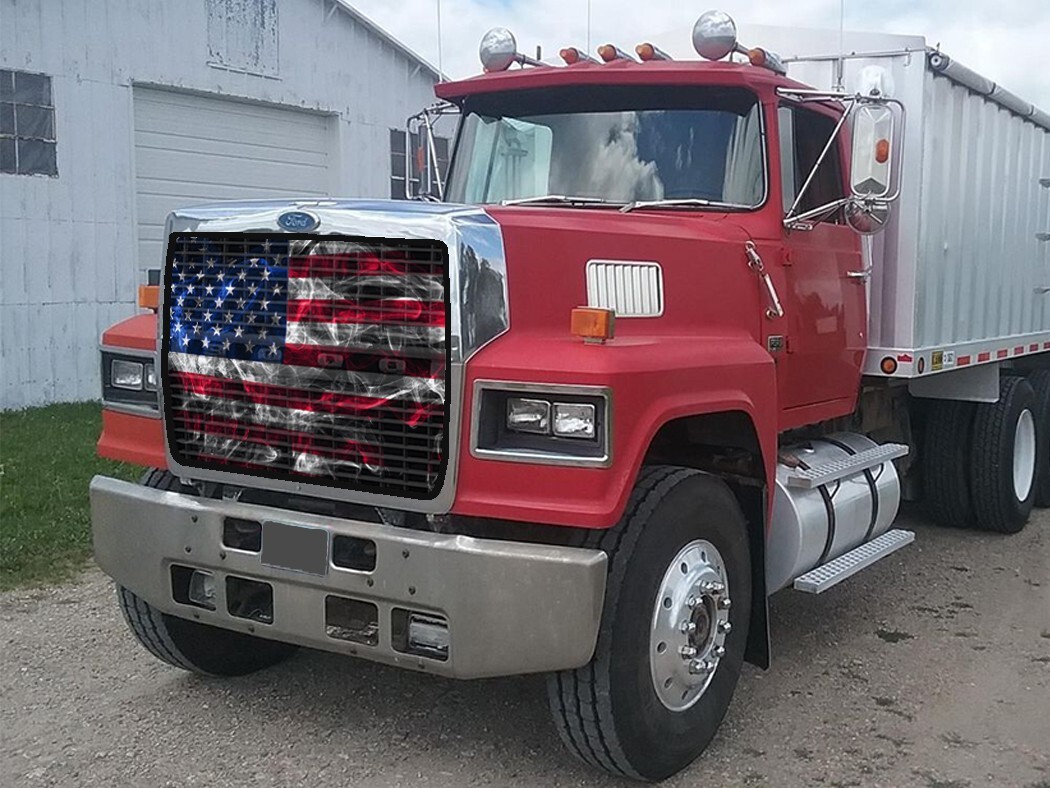 GrilleAdz Premium Smokey USA Flag Bugscreen for Ford Sterling LTL 9000