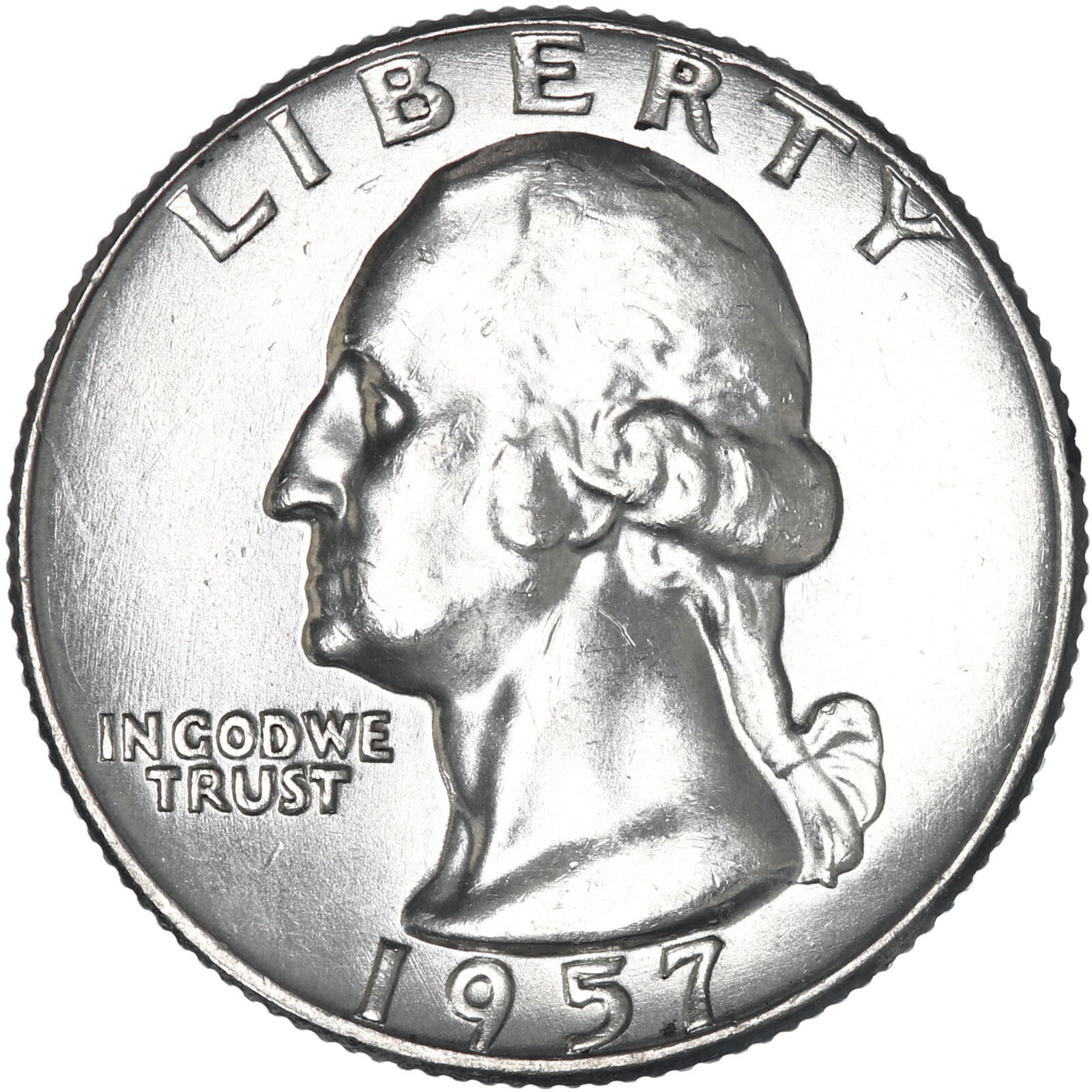 1957 D Washington Quarter 90% Silver BU US Coin