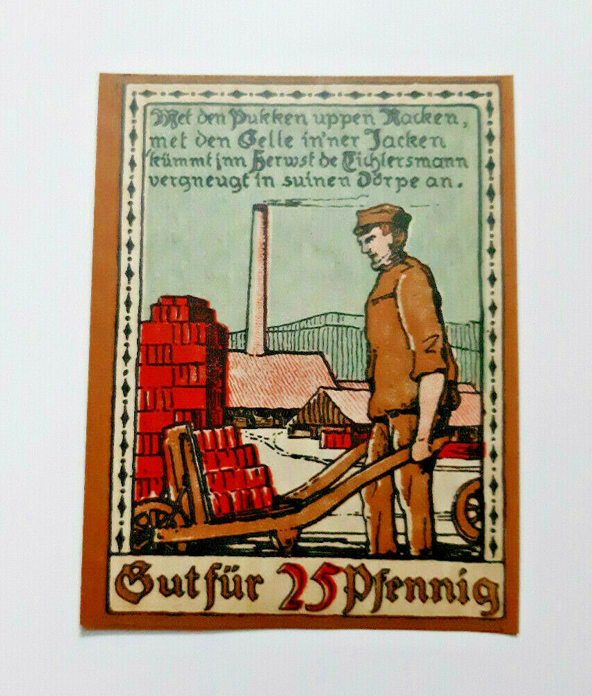 LAGE LIPPE NOTGELD 25 PFENNIG 1921 EMERGENCY MONEY GERMANY BANKNOTE (13688)