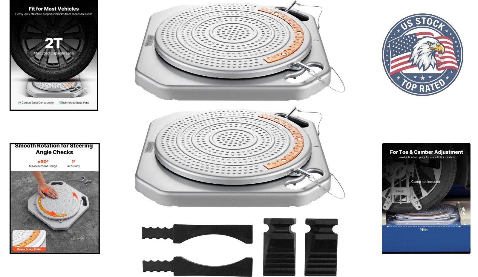 Heavy-Duty 4-Ton Wheel Alignment Tool with Transition Bridge & Smooth Rotation