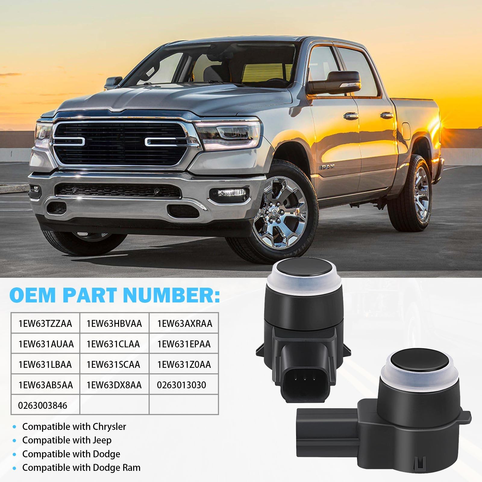 4 Pcs Pdc Parking Assist Sensor - Compatible with Dodge Journey, Durango, Ram 15