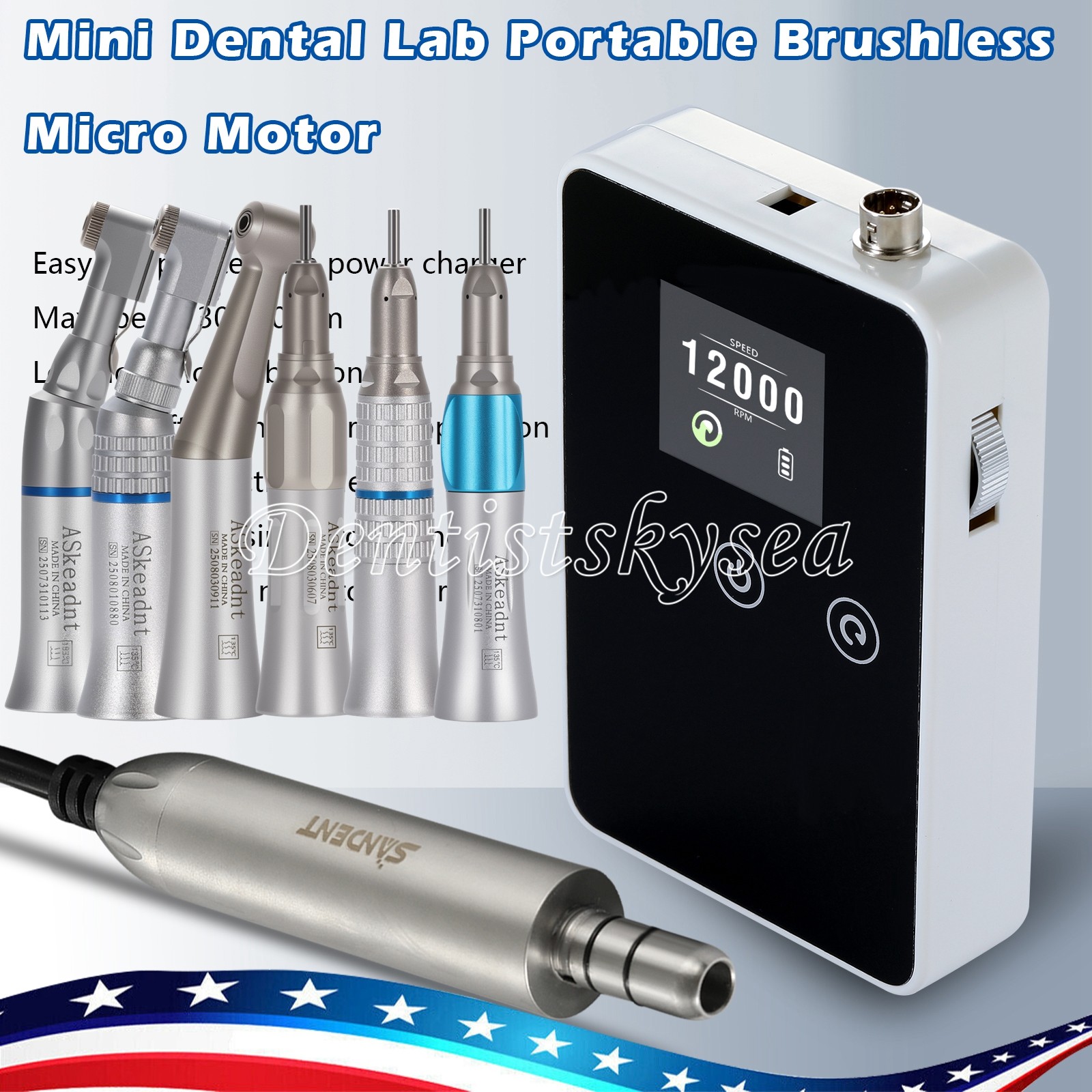 Lab Marathon Electric Micromotor Polishing Unit + Low Speed Handpiece Dental