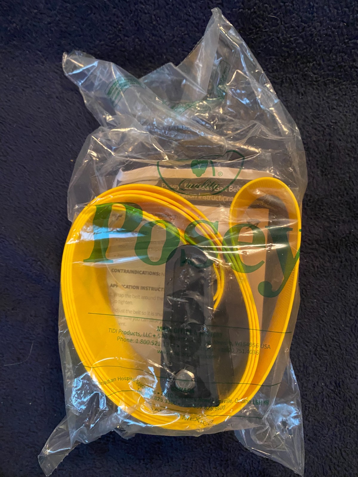 NEW Posey EZ Clean Gait Belt 60" Length Yellow New In Package