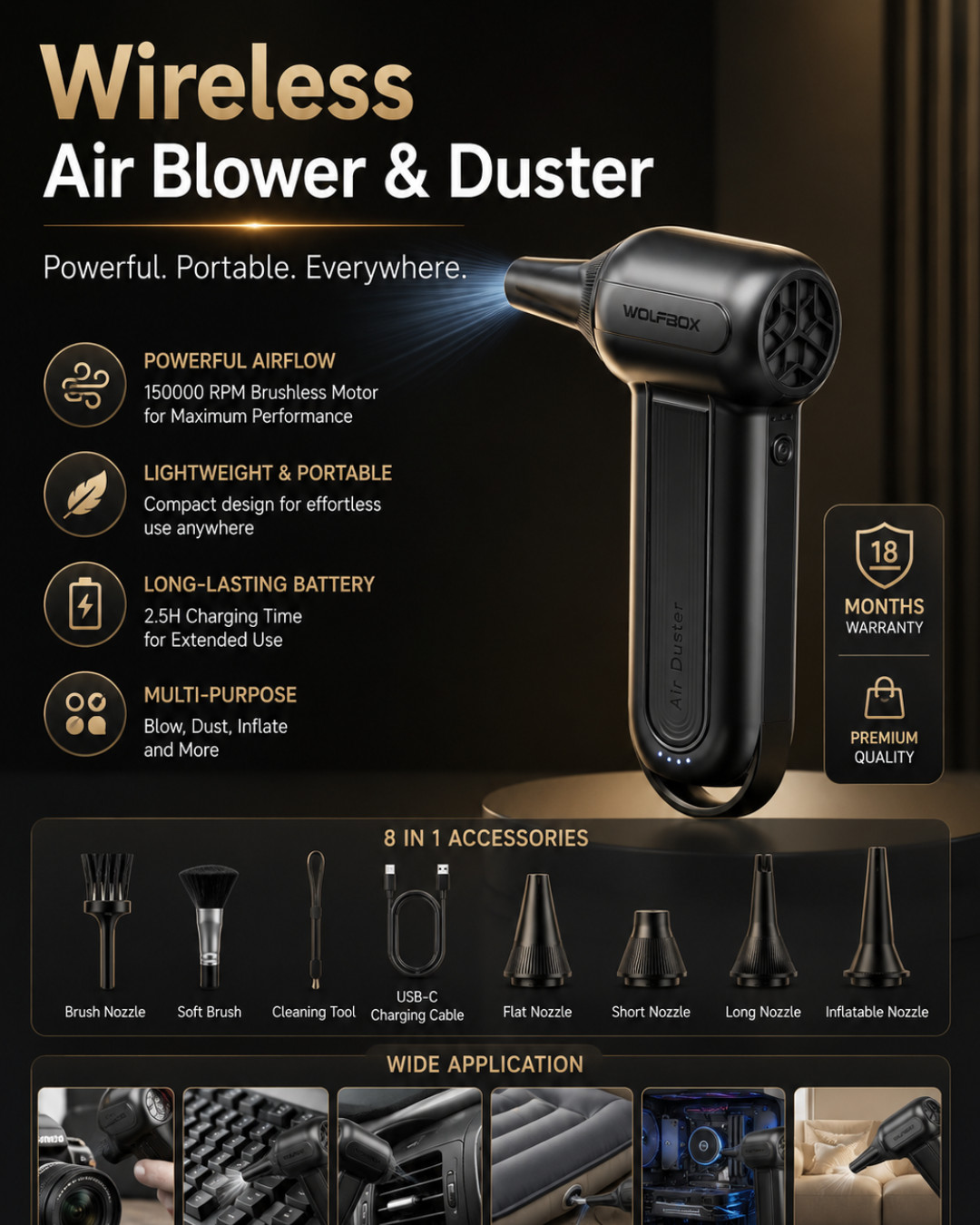 Premium Wireless Air Blower & Duster