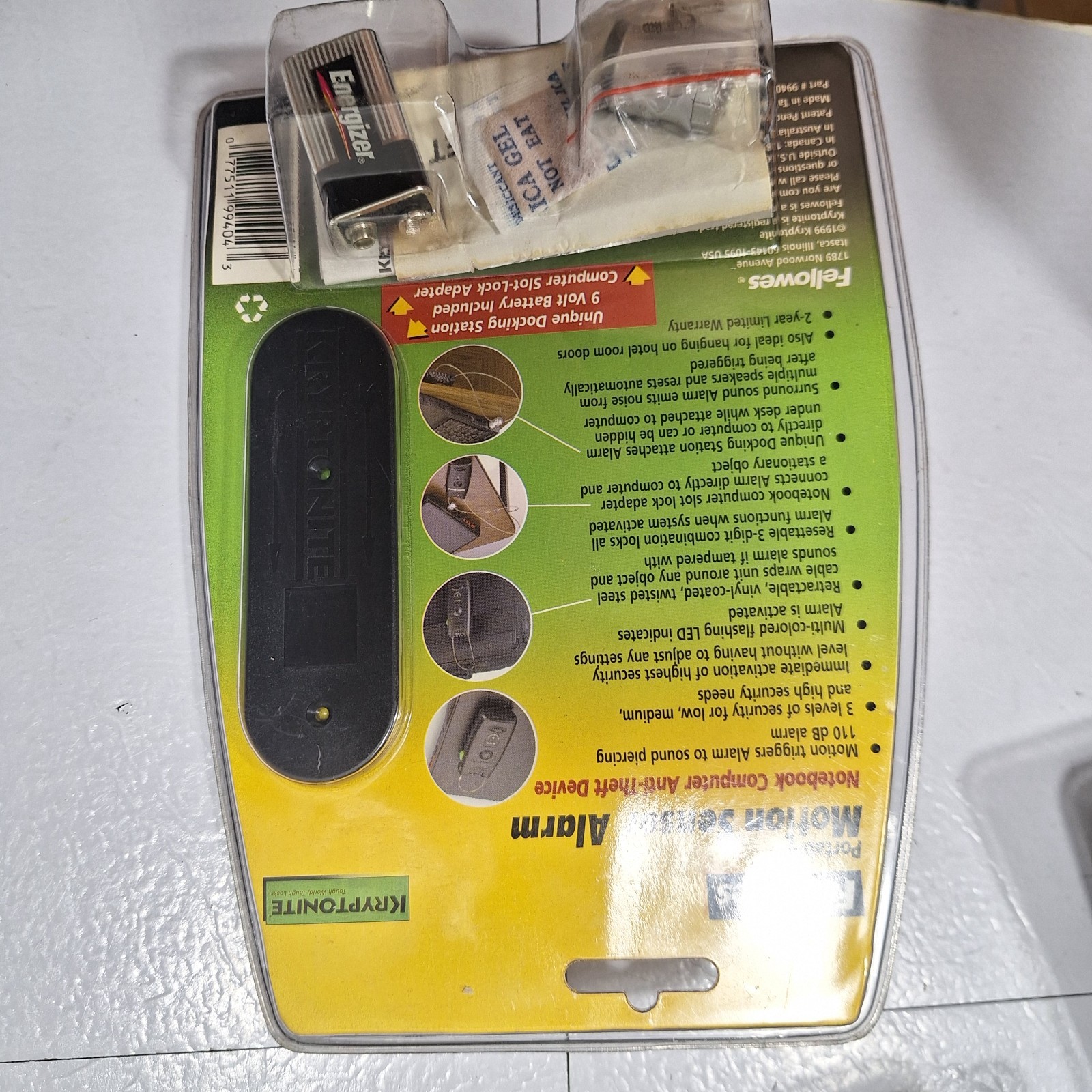 Fellowes Motion Sensor Alarm Notebook Computer Anti Theft Device NIB