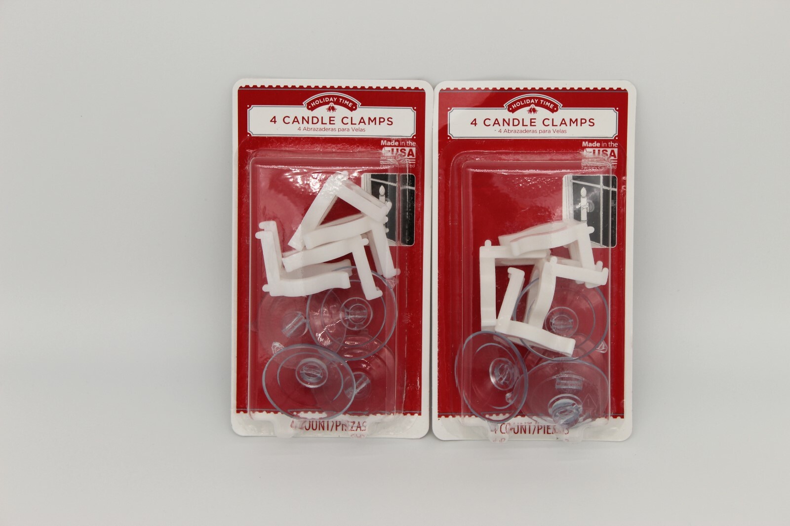 Lot of two New Holiday Time 4 Pc Candle Clamps (Total 8 Clamps) Made in the USA