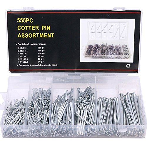 555pcs Heavy Duty Zinc Plated Cotter Pin Assortment Kit