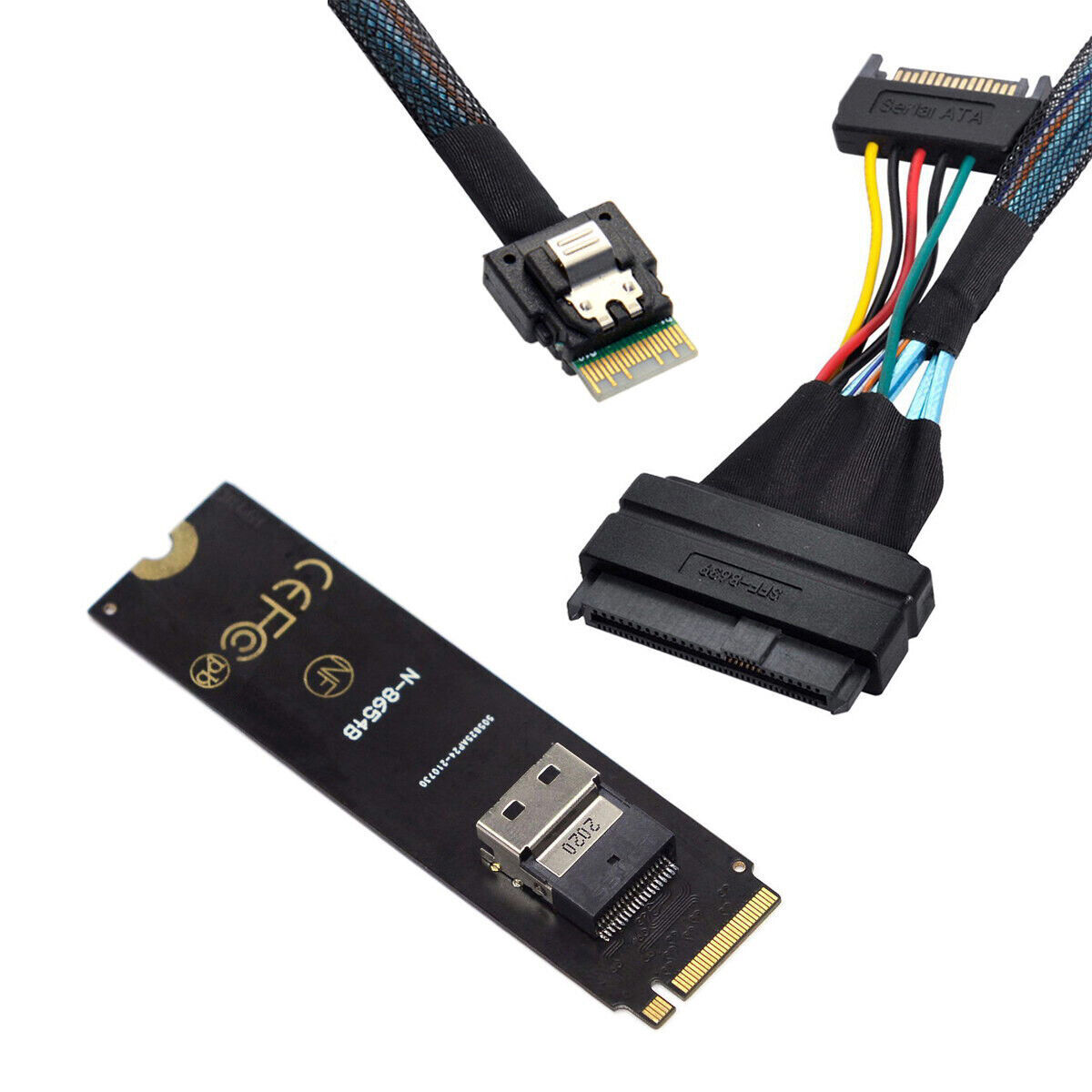 NFHK NGFF M-Key NVME to SFF-8654 Card Adapter and U.2 SFF-8639 PCIe SSD Cable