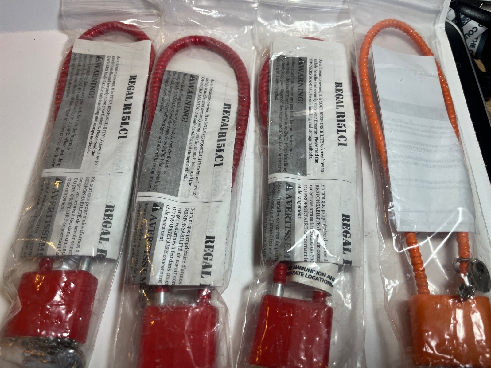 4 Gun Safety Cable Locks New 2 Keys with Instructions 3 Regal Locks Plus 1 Lock