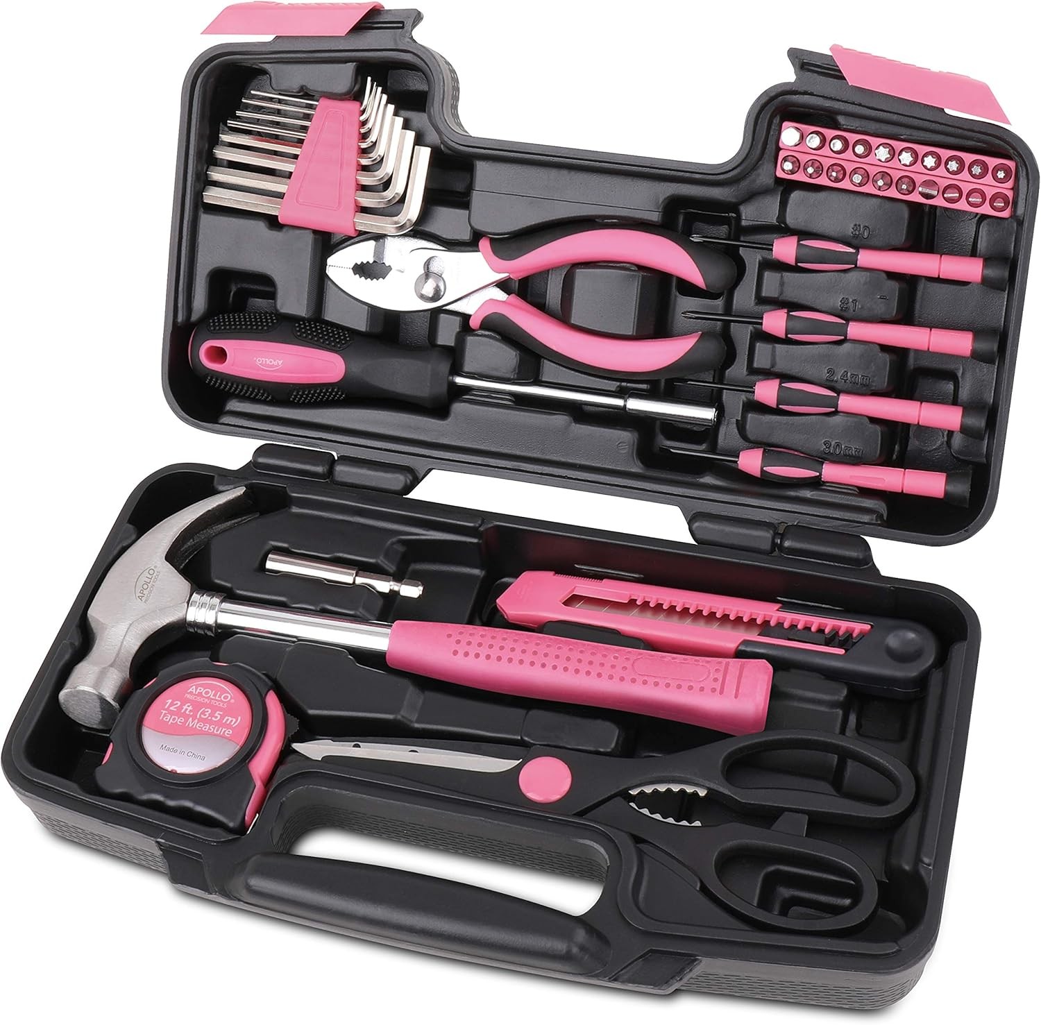 Apollo Tools Original 39 Piece General Household Tool Set in Toolbox Storage Cas