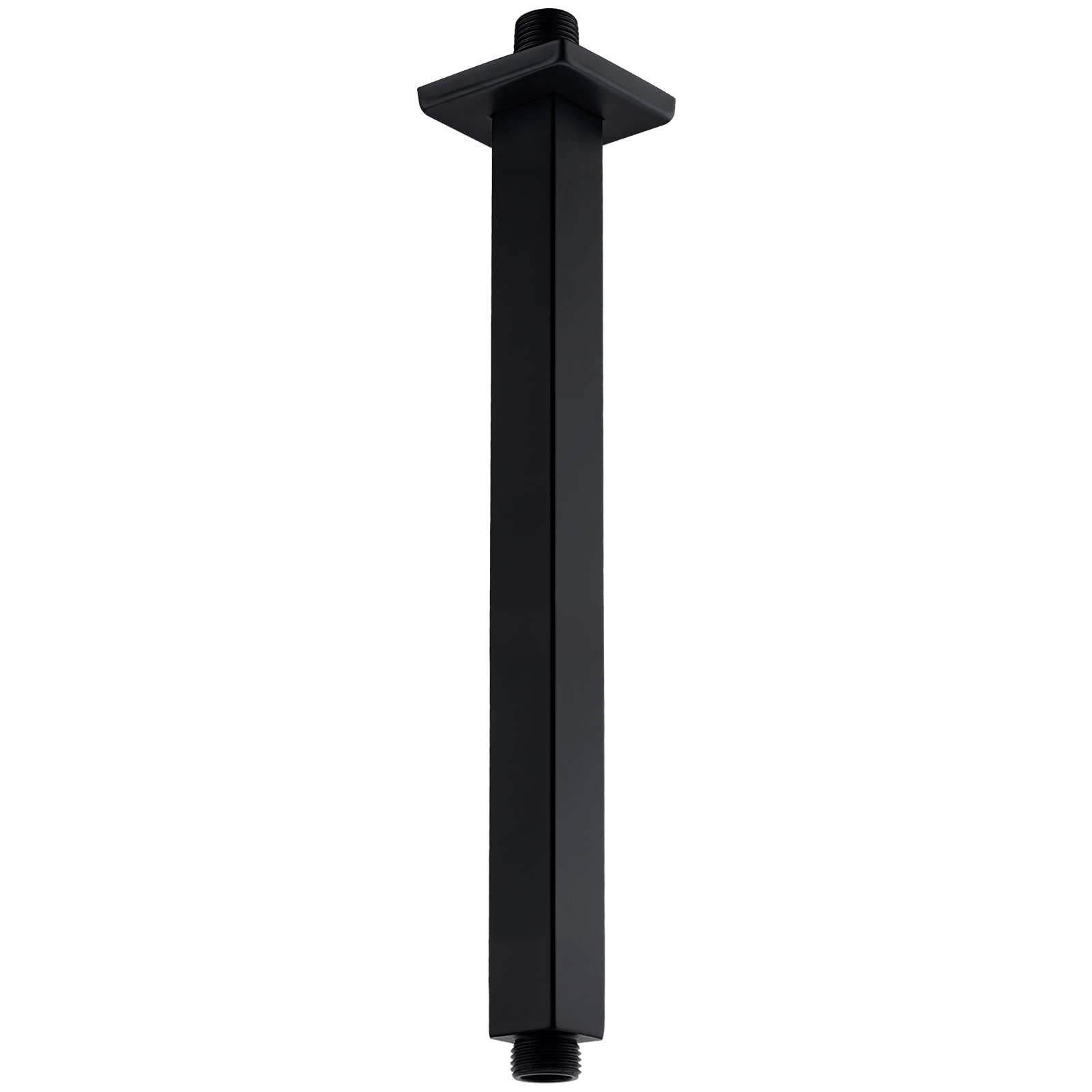 12 Inch Square Ceiling Mounted Shower Arm and Flange, Matte Black