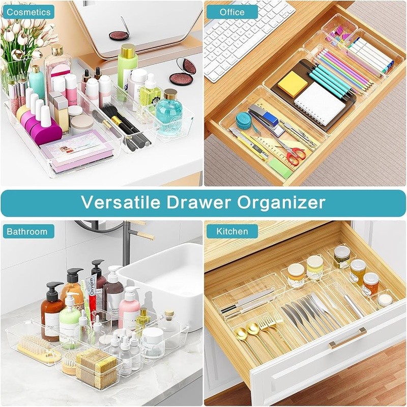 Durable Stackable Drawer Organizer 65 Bins Easy Clean Non-Slip Storage New