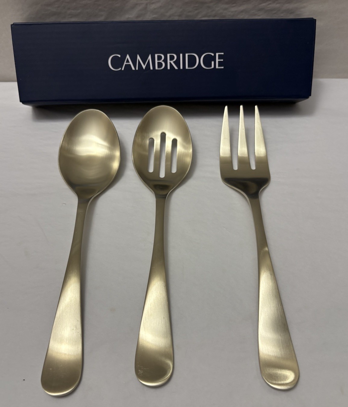 New Cambridge Silversmiths Rhiannon Champagne Satin 3-Piece Hostess Set (M11)