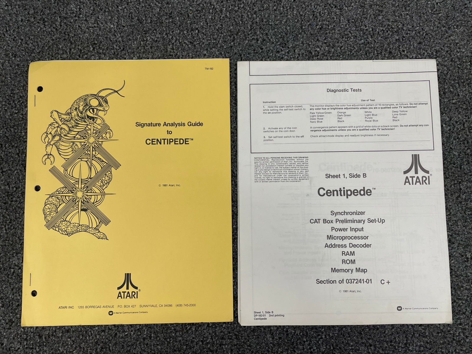 ATARI Centipede Arcade Manuals Signature Analysis Guide Schematics Drawing