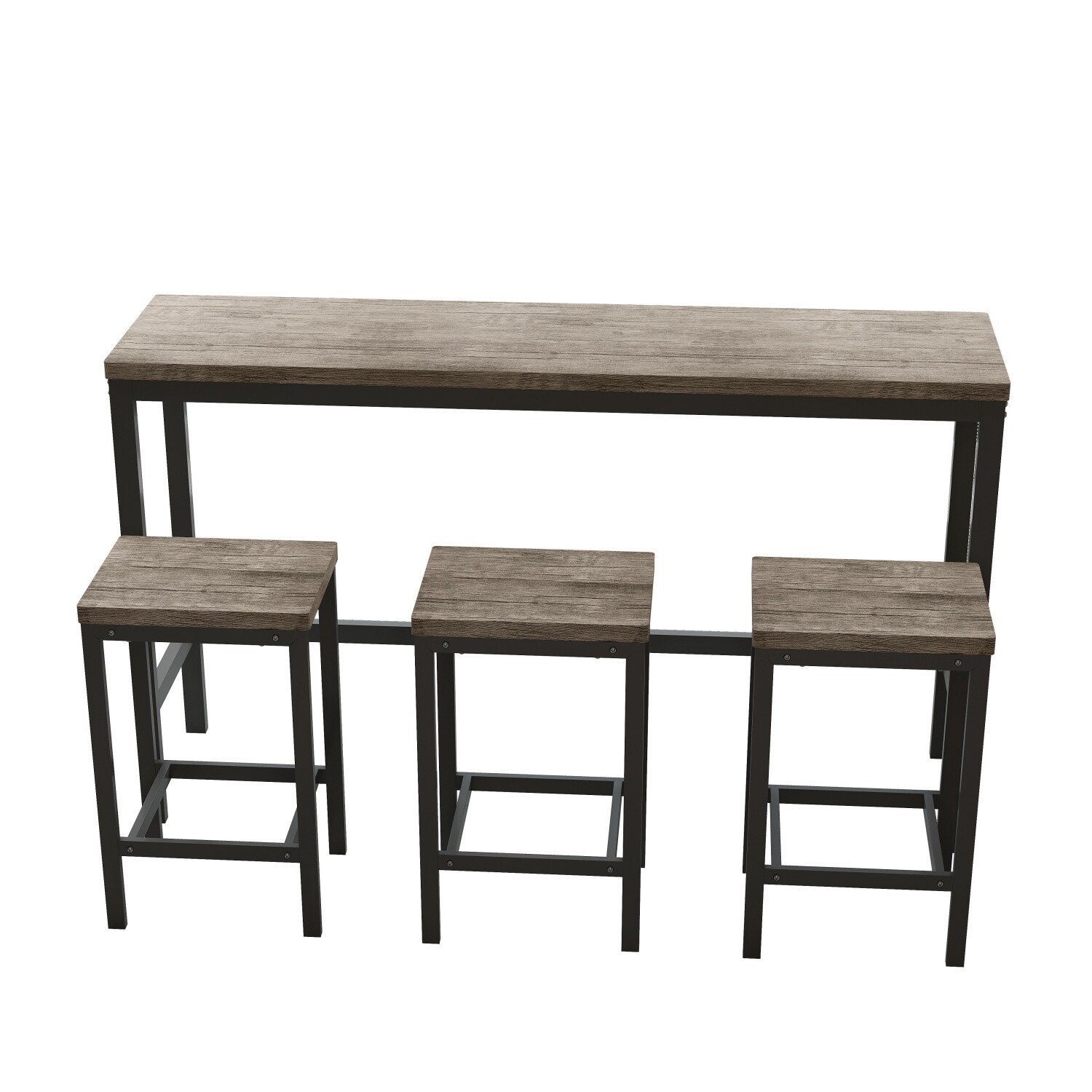 4 Piece Dining Table Set Table and 3 Stools Kitchen Breakfast Furniture US
