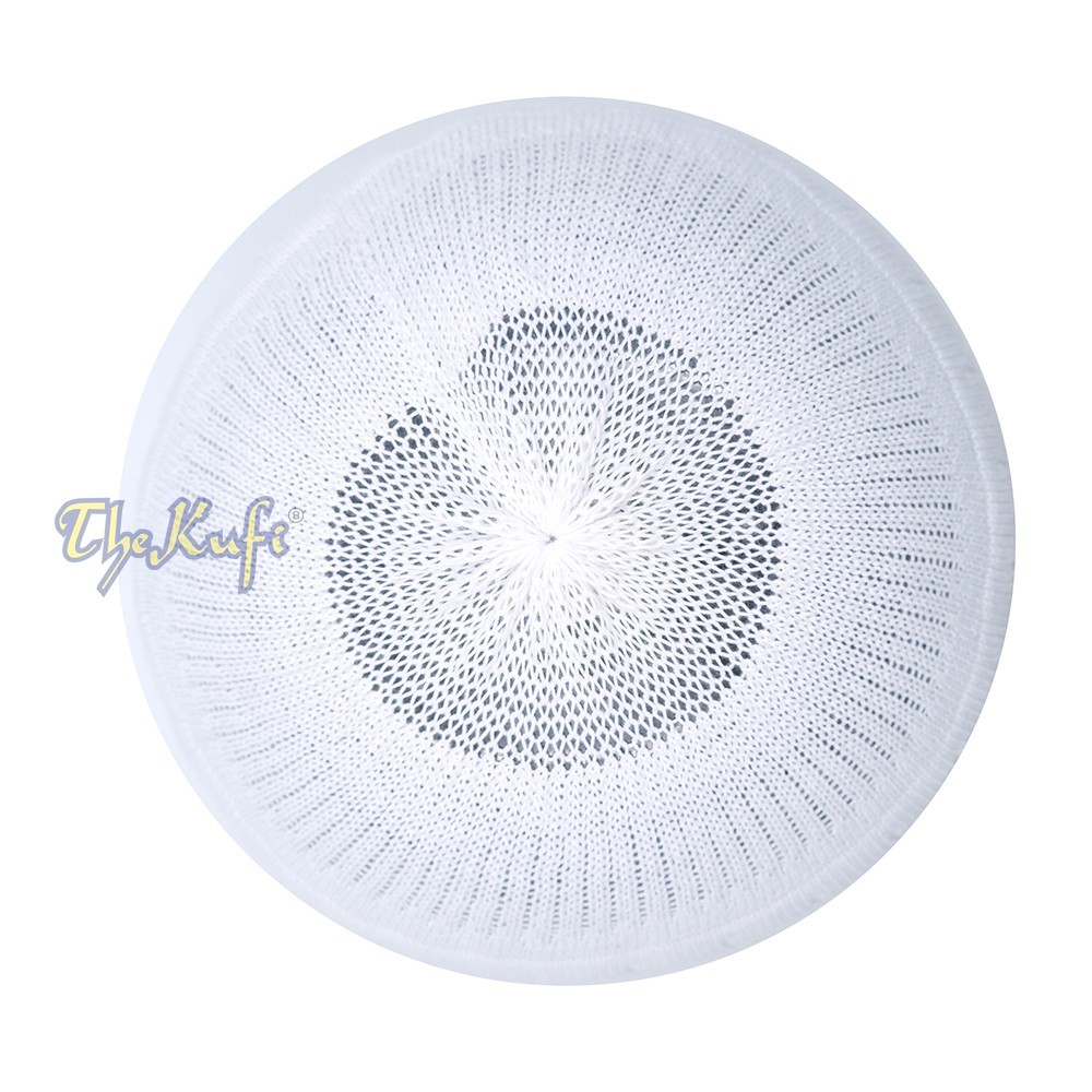 White Cotton Stretch-Knit Kufi Skull Cap - Muslim Men Hat Comfortable Soft Fit