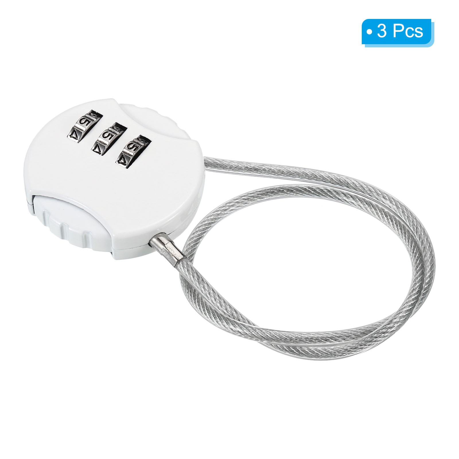 Small Combination Block 11.8", 3pc 3 Digit Luggage Lock, White