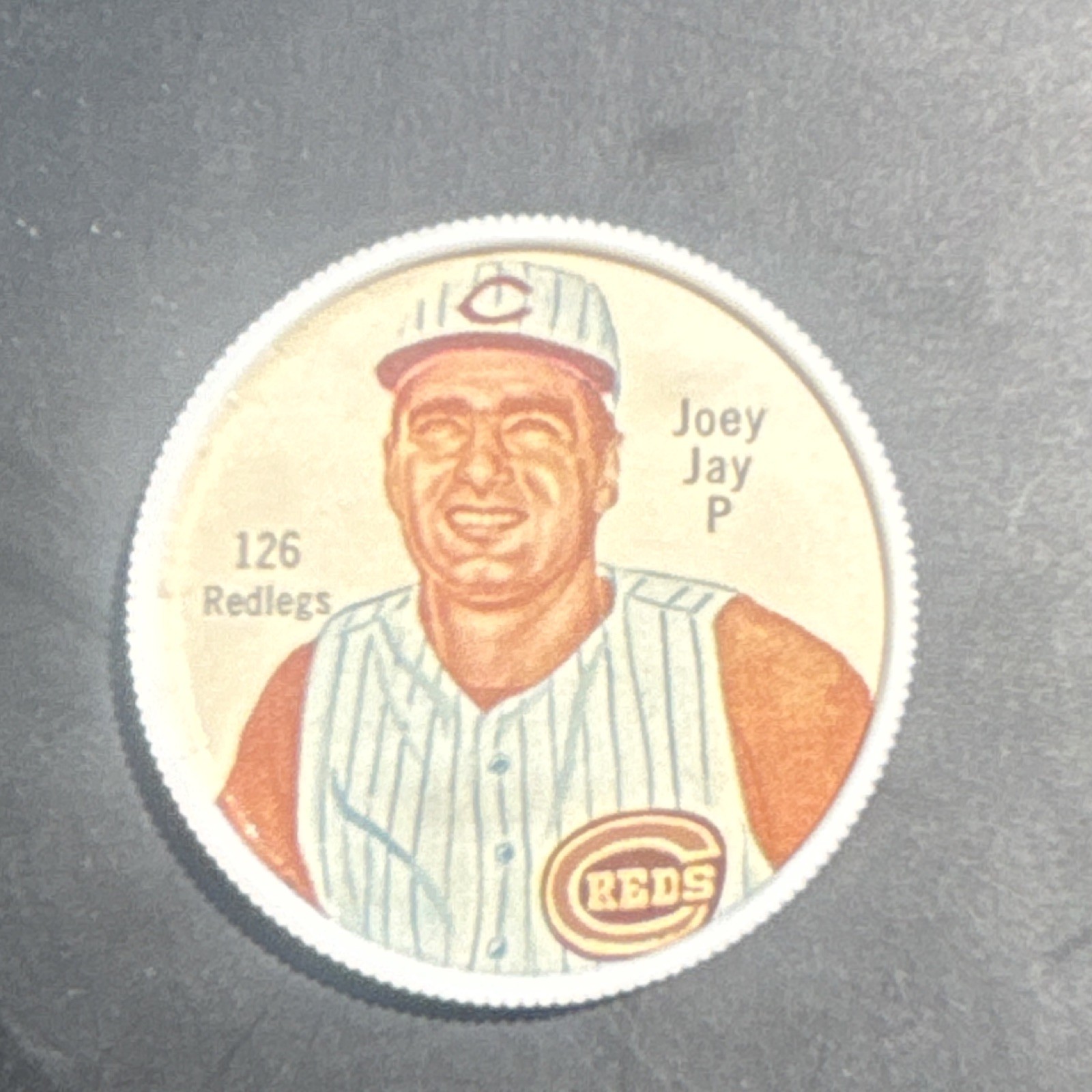 1962 Salada Junket Vintage Plastic Baseball Coin Joey Jay Cincinnati Reds #126