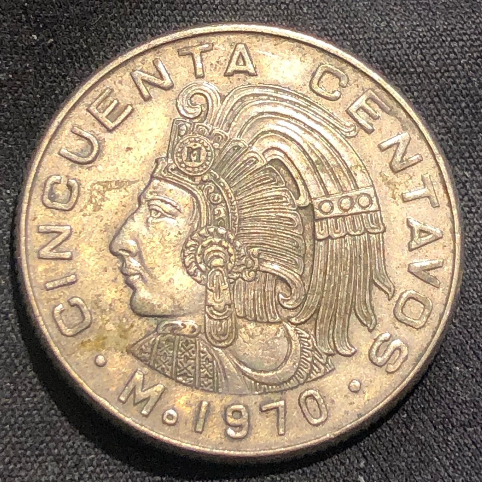 1970 Mexico 50 Centavos Copper-Nickel Coin - AU (About Uncirculated) condition