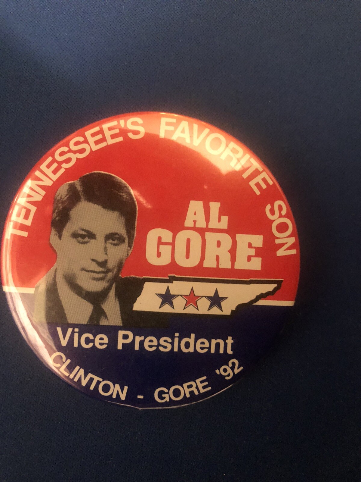 Tennessee Favorite Son Al Gore Vice President 3” pinback button