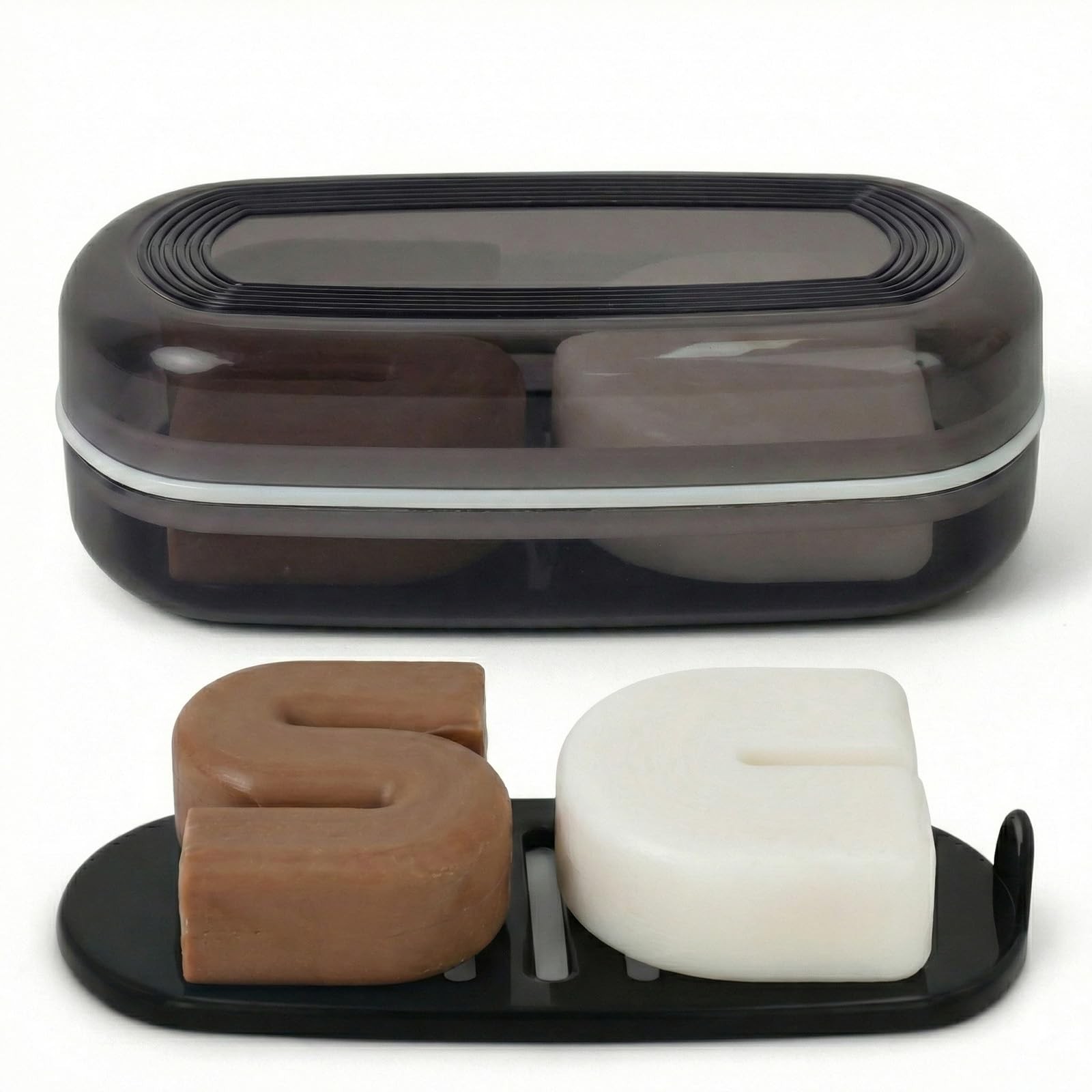 AIMAIAIMAI Shampoo Bar Holder Travel Case for Two Bars – Black Style A-large