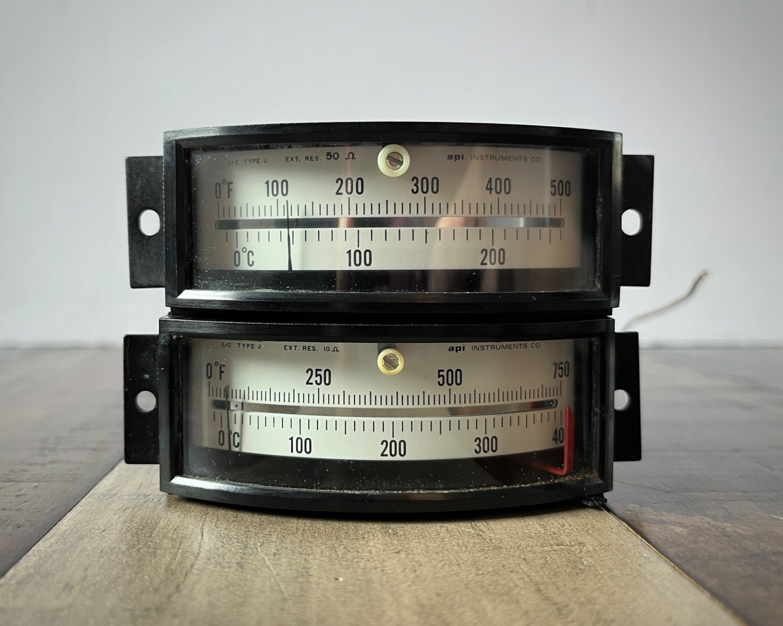 Lot of 2 1960s API I/C Type J Temp Analog Shielded Panel Meters - UNTESTED
