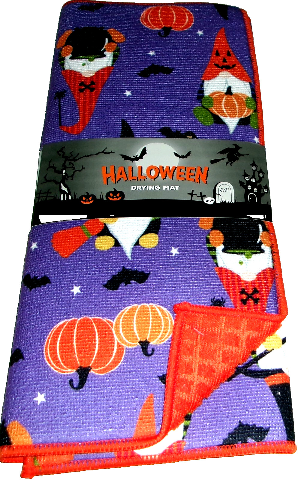 HALLOWEEN DRYING MAT ~ 15" X 20" ~HALLOWEEN GNOMES  ~ 100% Polyester
