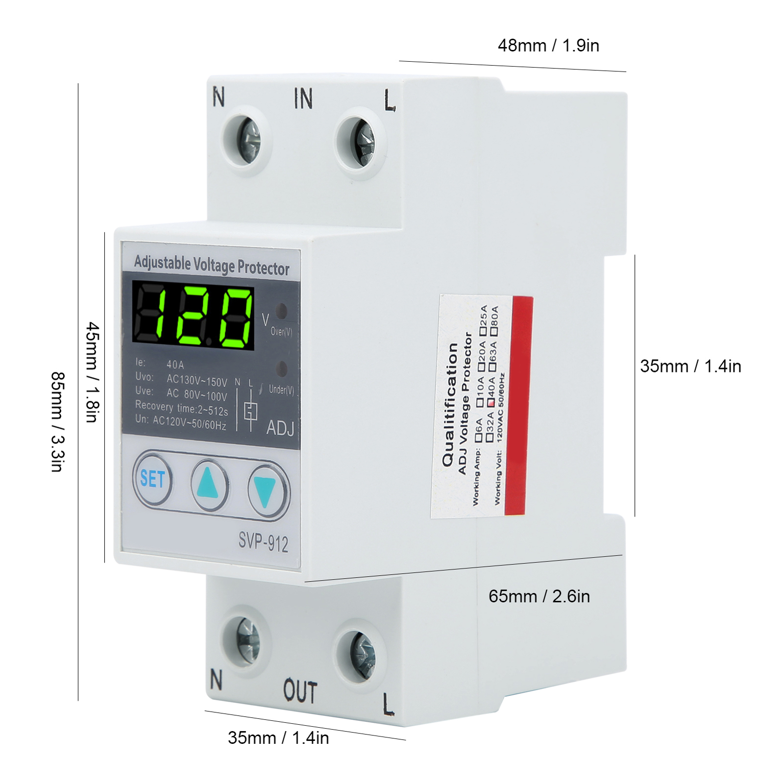 120VAC 40A Adjustable SelfRecovery Under Voltage Auto Reset Protection Switch